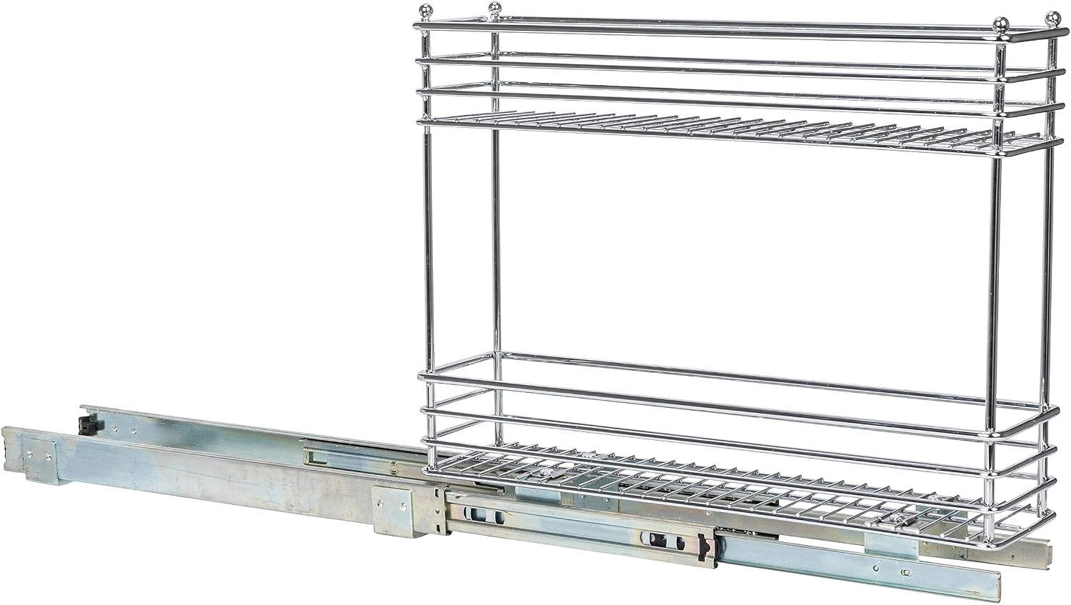 Household Essentials Glidez 2‑Tier Multipurpose Chrome‑Plated Steel Pull‑Out/Slide‑Out Under Cabinet Organizer, Chrome Finish