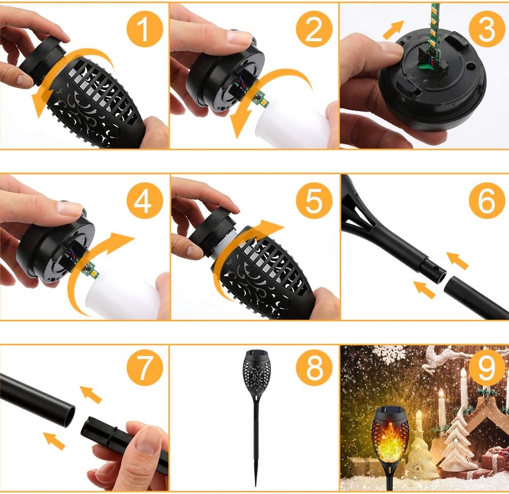 Kurifier Solar Lights Outdoor 8Pack Solar Torch Light with Flickering Flame