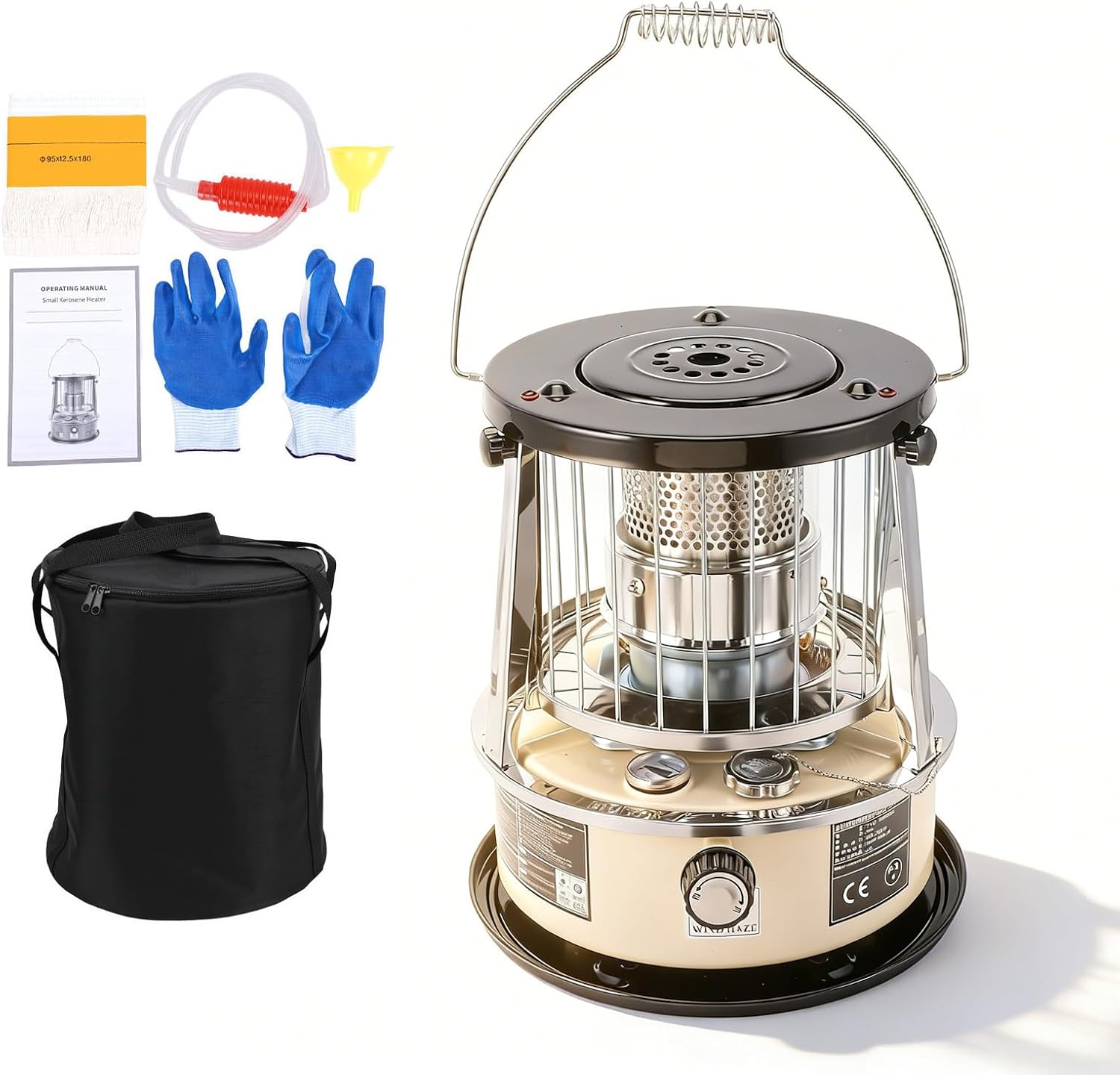 2.6KW Adjustable Height Kerosene Heater, Non-Electric Portable Radiant Heater with 25H Burn Time for Garage Camping