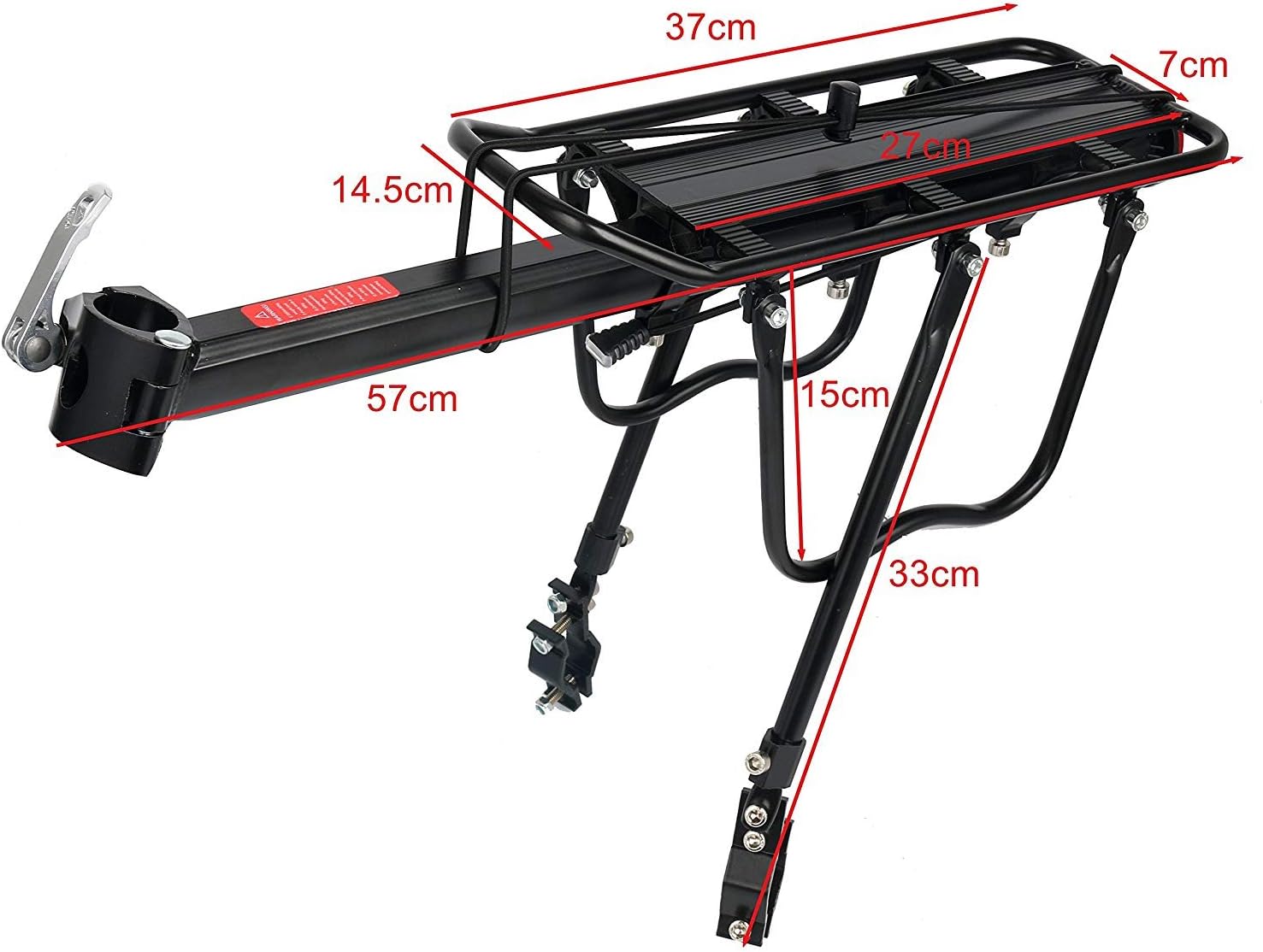 Amarine Made Bike Rear Rack 110 Lbs Capacity Aluminum Alloy or Iron Bicycle Rear Rack Adjustable Pannier Bike Luggage Cargo Rack Quick Release