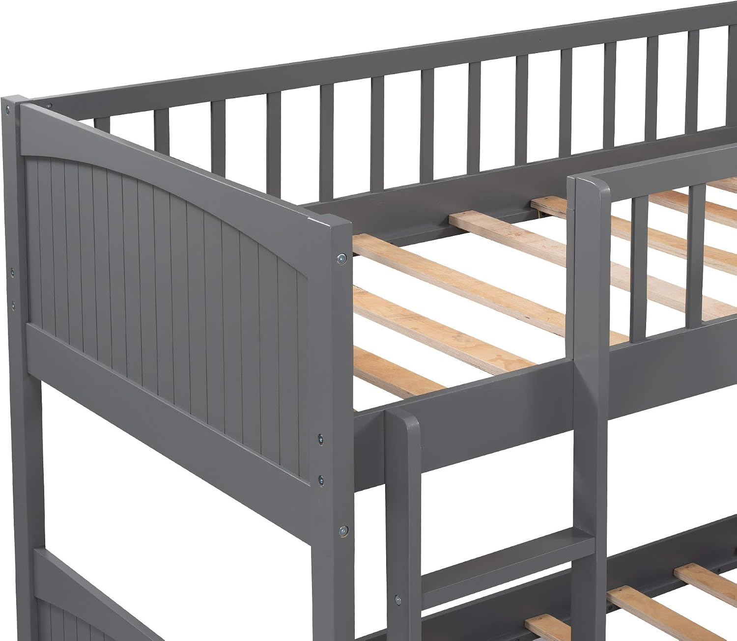 Harper & Bright Designs Twin L-Shaped Bunk Bed with Trundle, Can be Divided into Two L-Shaped Beds, No Spring Box Needed (Grey)