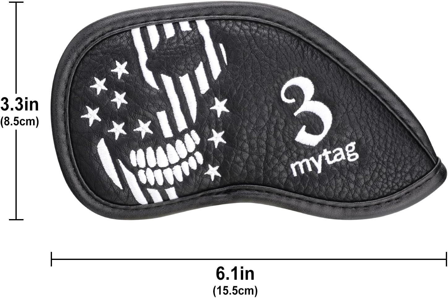Skull Golf Head Covers Black Synthetic Leather Skeleton Golf Headcovers Set