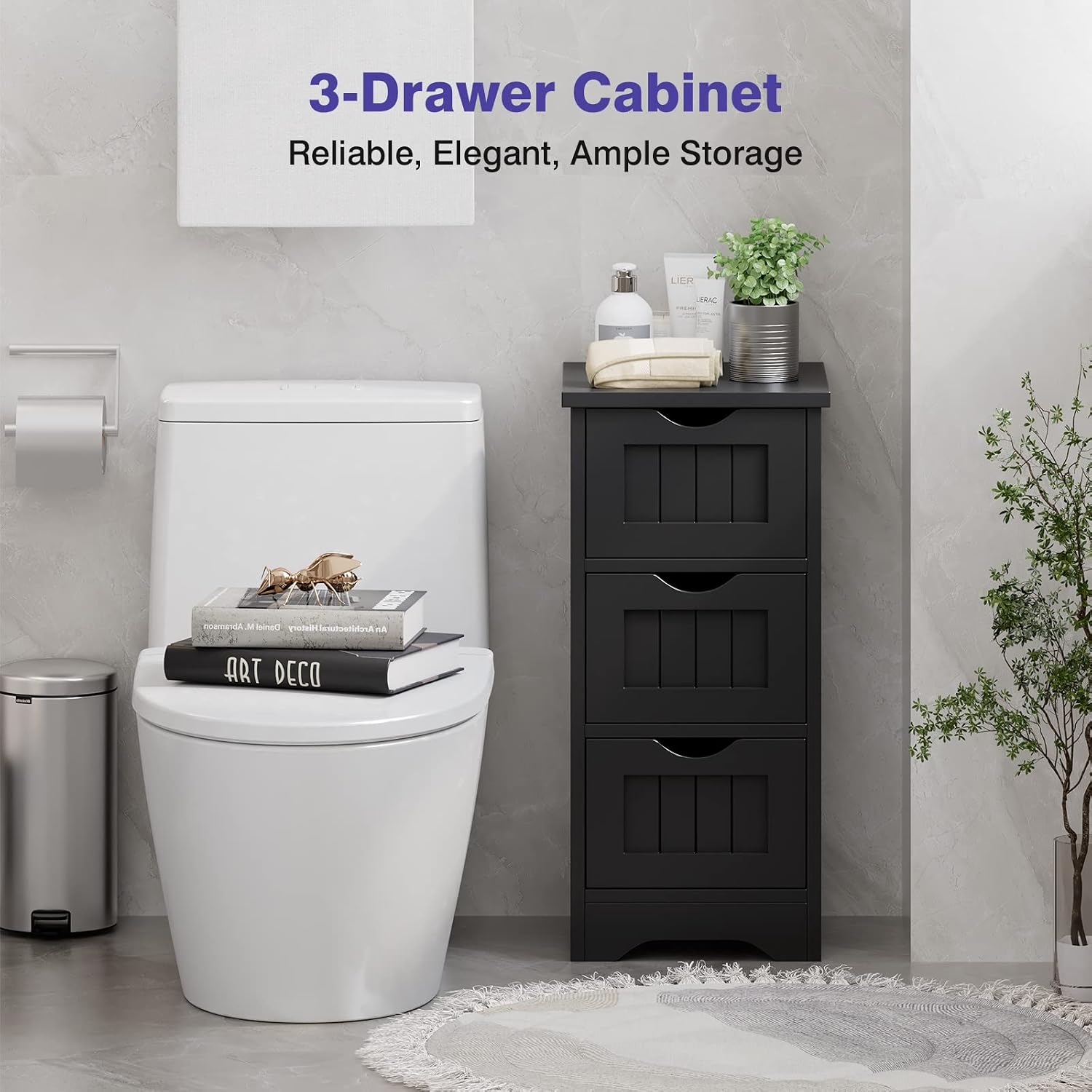 Tangkula Bathroom Floor Cabinet, Freestanding Narrow Side Storage Organizer with 4 Drawers, Multifunctional Towel Cabinet with Anti-Tip Kit for Living Room Laundry Entryway (4 Drawers, White)