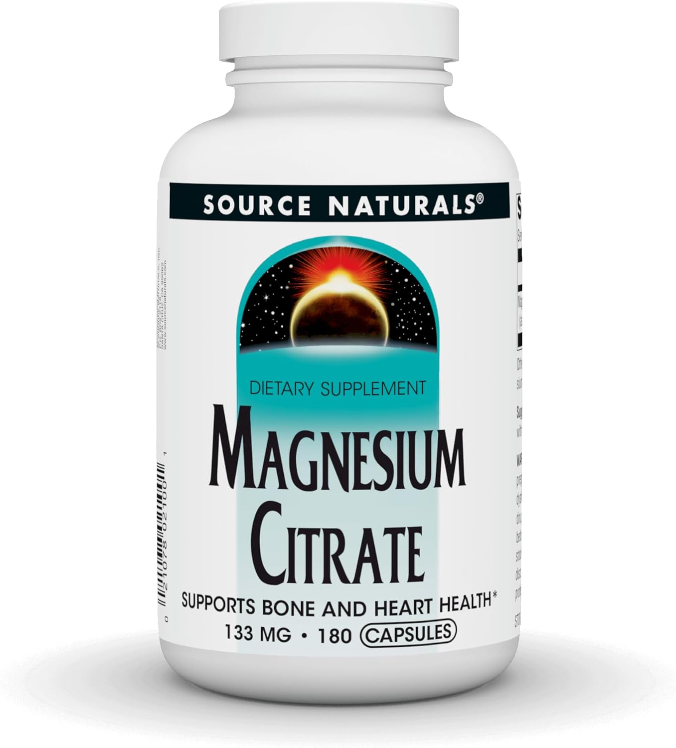 Source Naturals, Magnesium Citrate - 133 mg - 180 Capsules | Supports Bone and Heart Health
