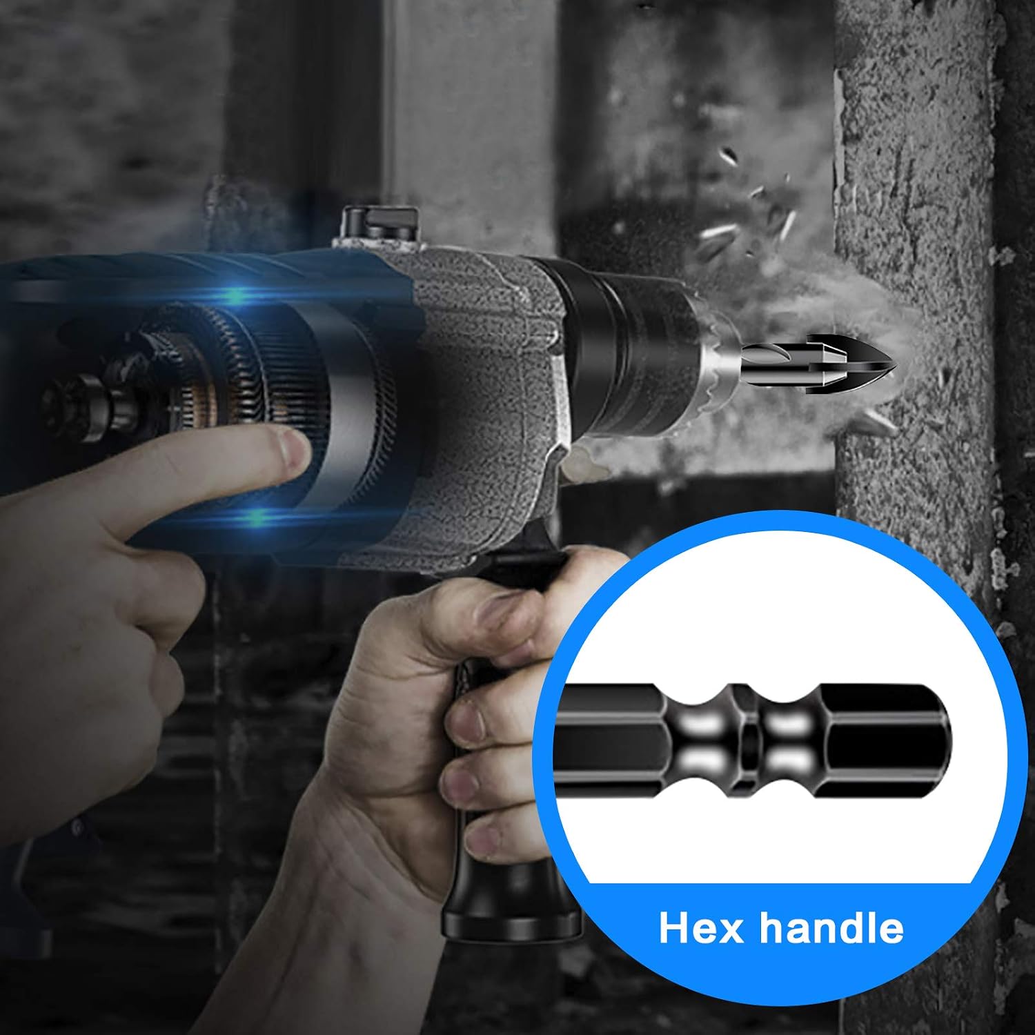 10-Piece Masonry Drill Bit Set for Concrete Tile Glass Ceramic Brick, 1/8 to 1/2 Inch Drilling Bits with Triangle Handle