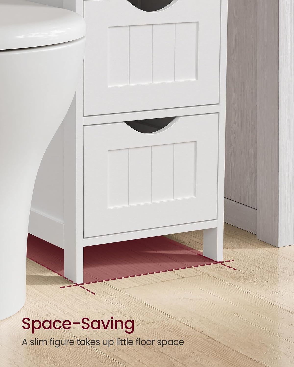VASAGLE Floor Storage Cabinet, Freestanding Storage Organizer with 4 Drawers, 11.8 x 11.8 x 32.3 Inches, for Living Room, Bathroom, Dining Room, Kitchen, Modern Style, Cloud White ULHC040WH01S