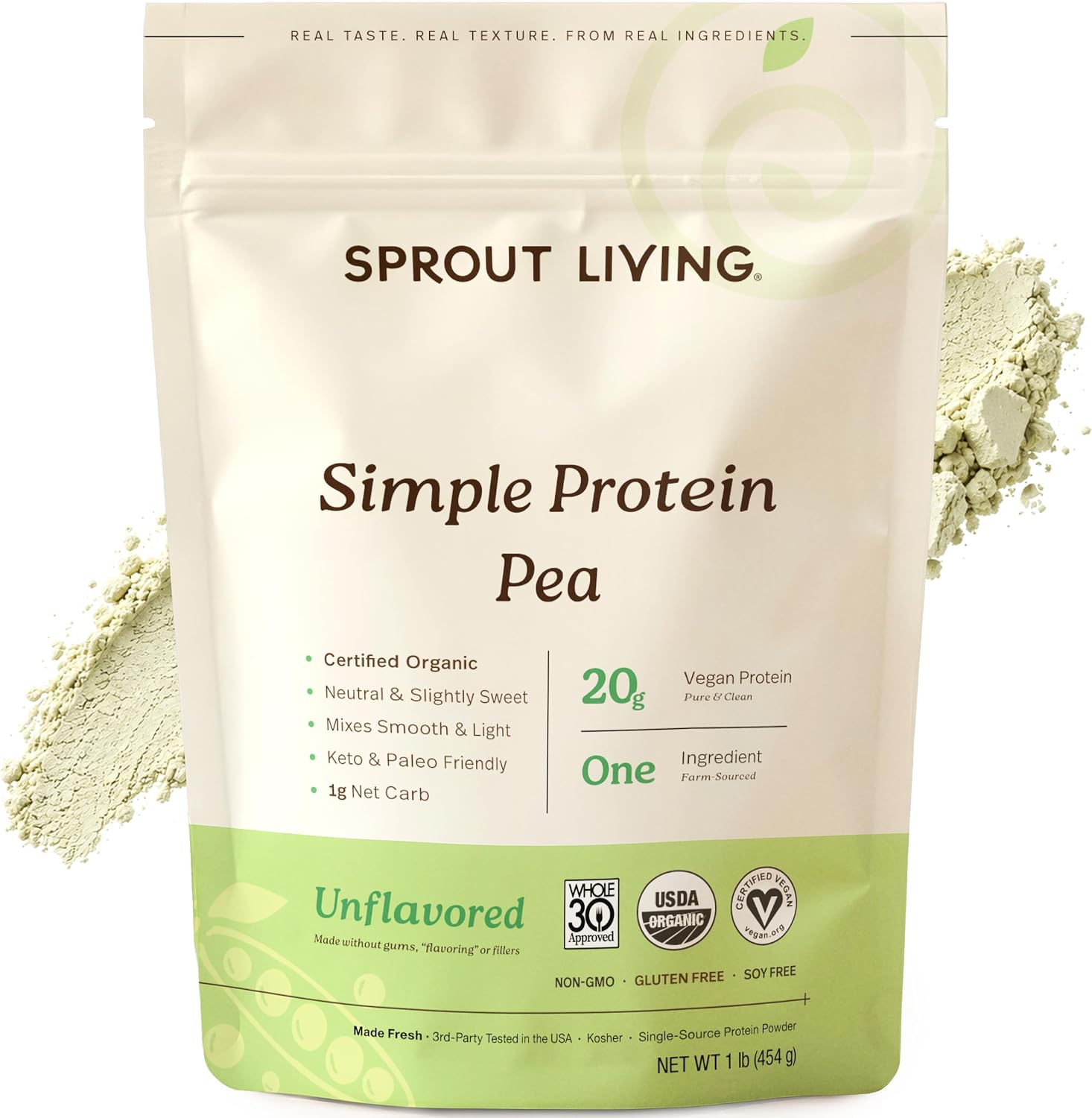 Sprout Living Organic Pumpkin Seed Protein Powder, Unflavored, 20 Grams of Plant Based Protein Powder Without Artificial Sweeteners, Non Dairy, Non-GMO, Vegan, Gluten Free (1 Pound, 14 Servings)