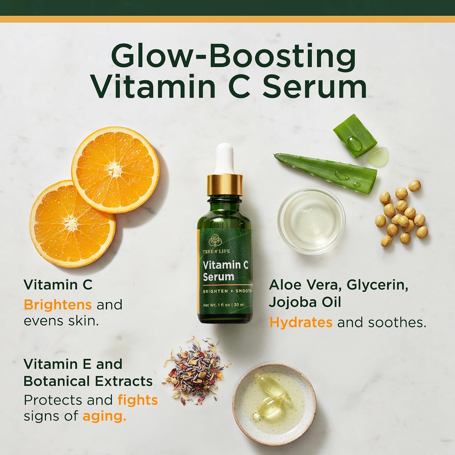 Tree of Life Vitamin C Serum for Face - Brightening and Hydrating Face Oil for Dark Spots and Fine Lines - Suitable for Sensitive Skin - Dermatologist Tested Skin Care - 1 Fl Oz | Brightening Vitamin C serum for face. Hydrating face oil that targets dark…