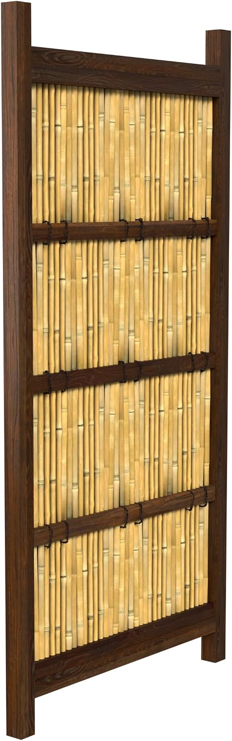Red Lantern 4 x 1.5 ft. Japanese Bamboo Kumo Fence Panel, 4ft. x 2ft, Brown