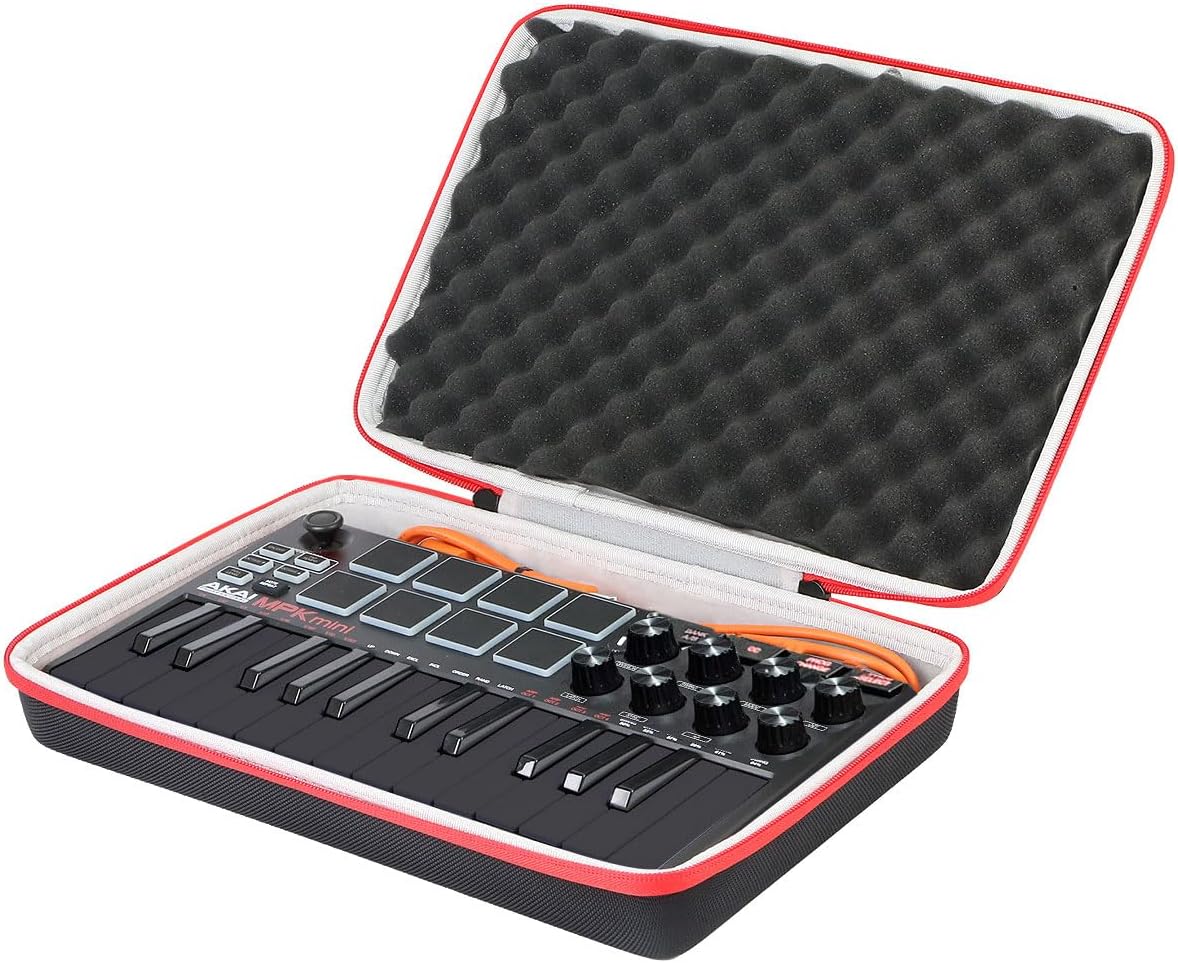 co2CREA Hard Case for Akai MPK Mini MKII/Play 25 Key Keyboard Controller | Compatible with MIDI Keyboard Controller, Travel Protective Storage Bag with Mesh Pocket & Handle