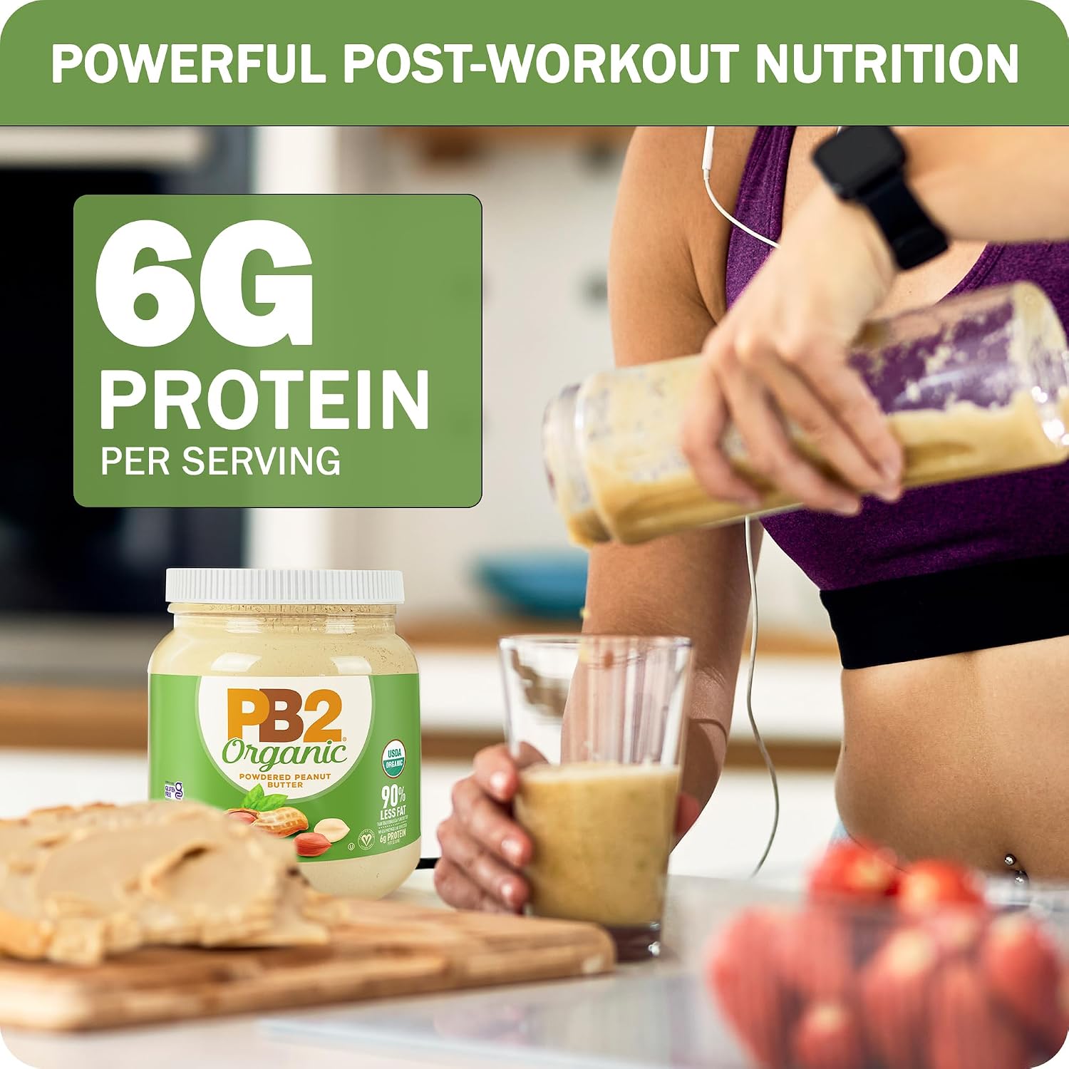 PB2 6.5oz Organic Powdered Peanut Butter - USDA Organic Certified, Non-GMO Project Verified, Gluten-Free