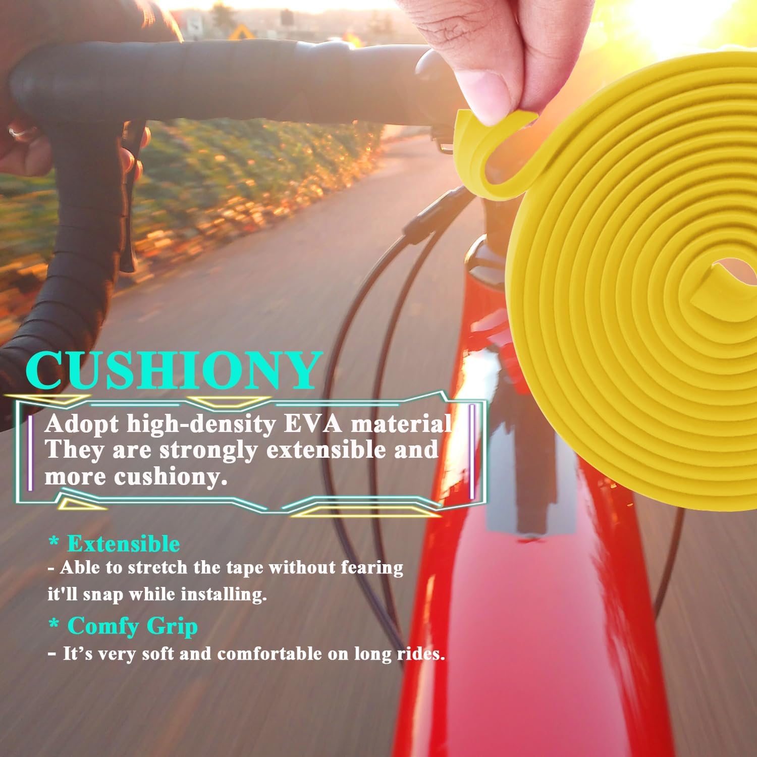 KINGOU EVA Road Bike Handlebar Tape Bicycle Bar Wraps - 2PCS Per Set