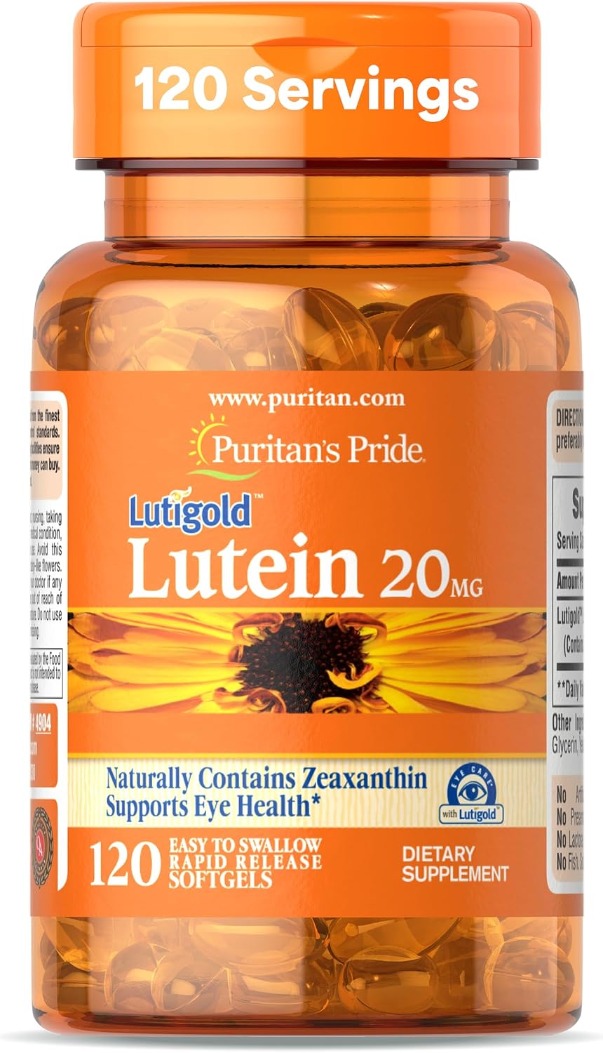 Puritan's Pride Premium Lutigold™ Lutein Carotenoid 20mg with Zeaxanthin