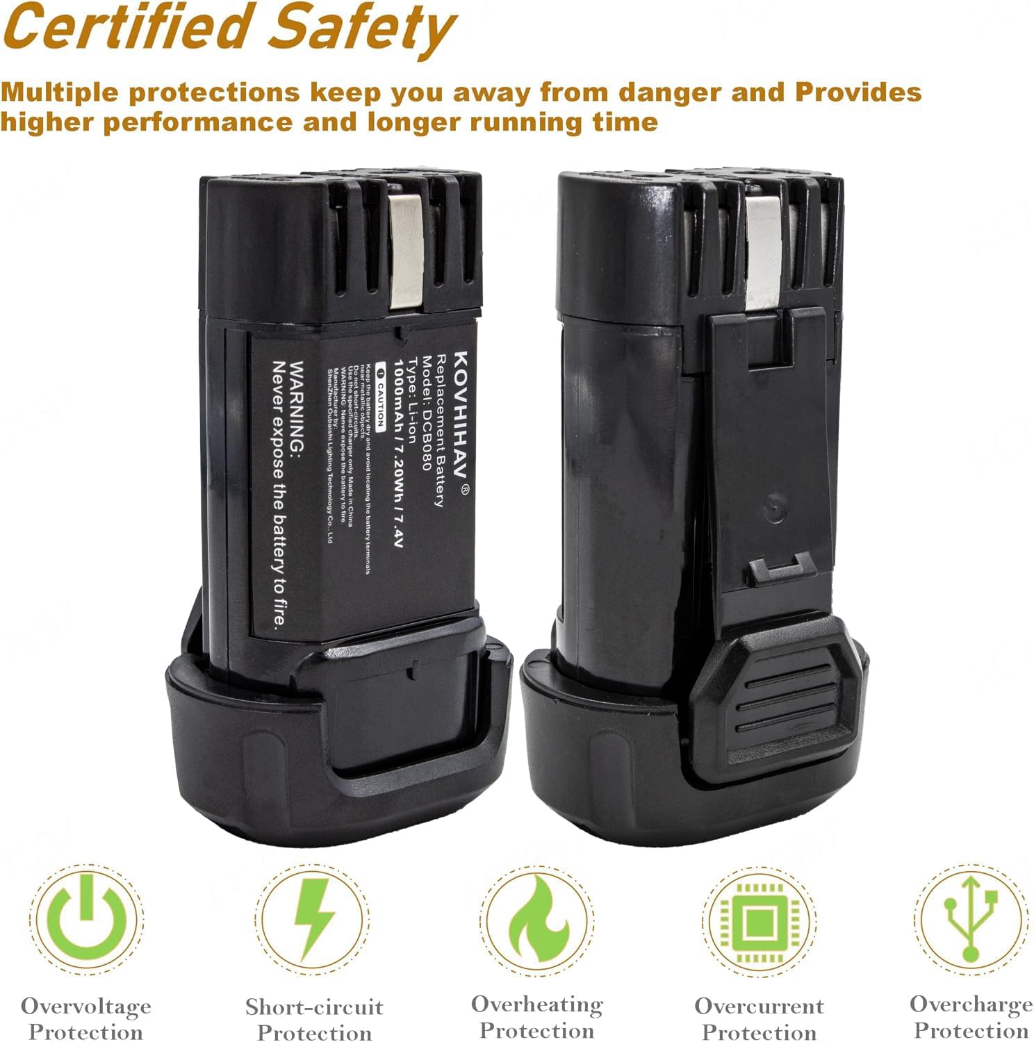 8V MAX Replacement Battery for DCB080 DCF680N1 DW4390 DCF680N2 DCL023 DCF680 DCB095 DCF682