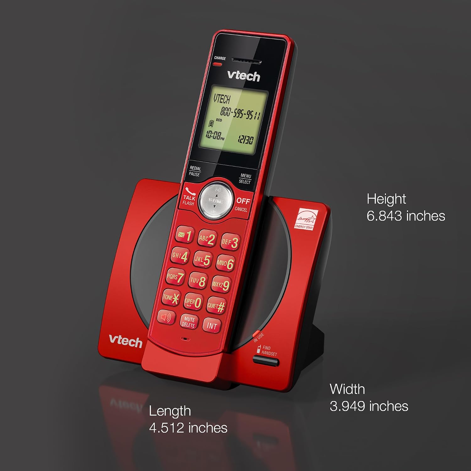 VTech CS6919-16 DECT 6.0 Cordless Phone, Red - Caller ID/Call Waiting (Stores 30 Calls), Backlit Keypad & Display, Full Duplex Handset Speakerphone, Wall Mountable