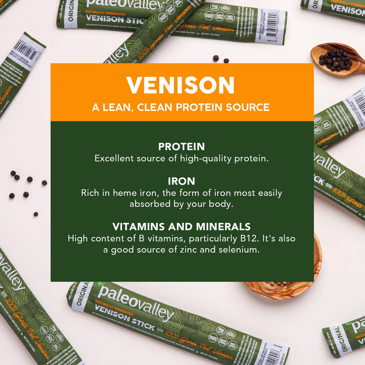 Paleovalley 100% Grass Fed Beef Sticks, Protein Snacks, Original | 10 Count, Individually Wrapped, Naturally Fermented, Gluten Free, Keto and Paleo, Made With Simple Ingredients, 6g Protein