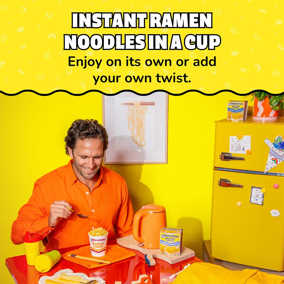 Maruchan Instant Lunch Ramen Noodles, Cheddar Cheese Flavor – Japanese-Style Instant Noodle Soup, Easy Meal Ready in 3 Minutes – 2.25 Oz. (12 Pack)