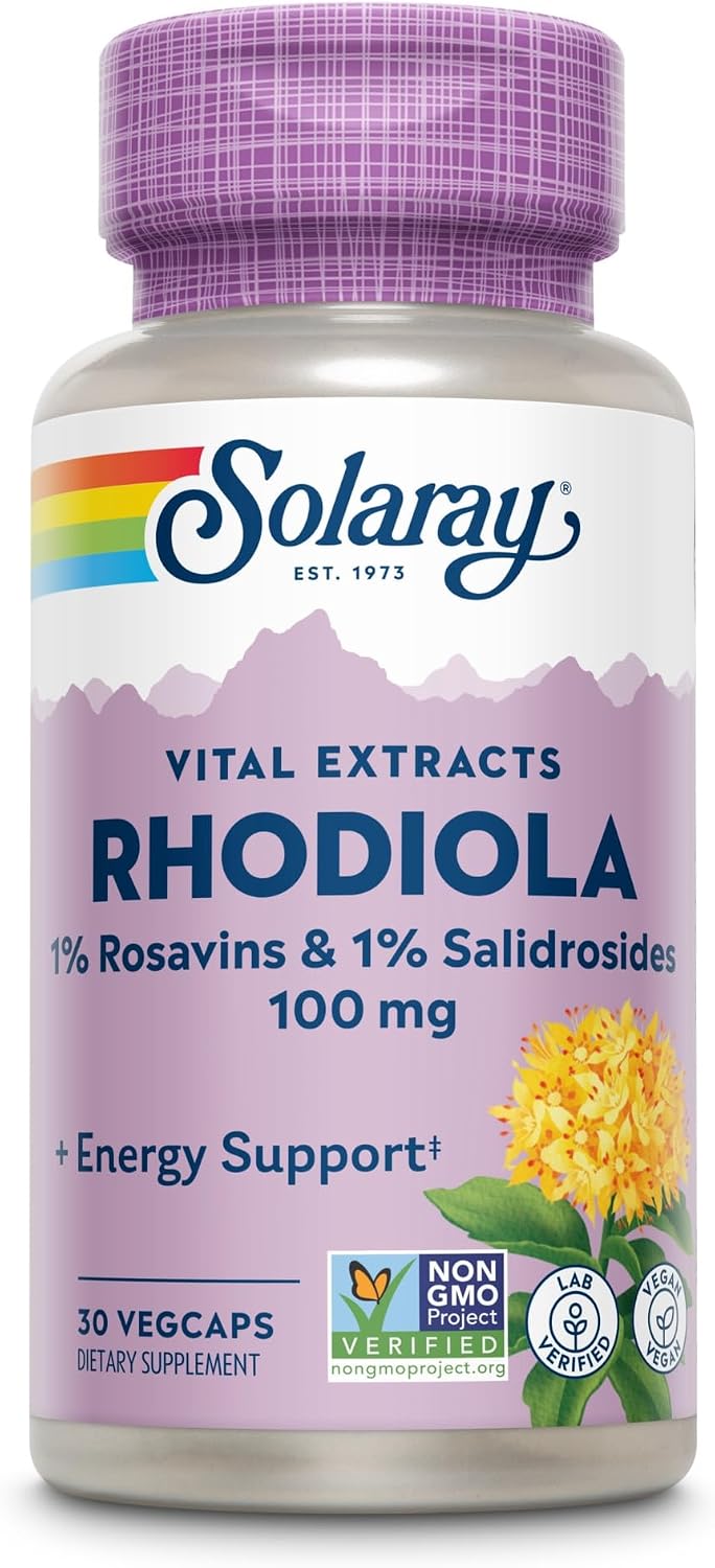 SOLARAY Rhodiola Root Extract 100mg, 1% Salidrosides, 30 VegCaps
