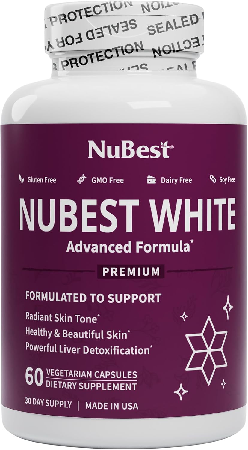 NuBest White - Glutathione 400mg & Milk Thistle Extract - Skin Brightening Supplement - Helps Beautiful and Radiant Skin - Antioxidant Supplement &