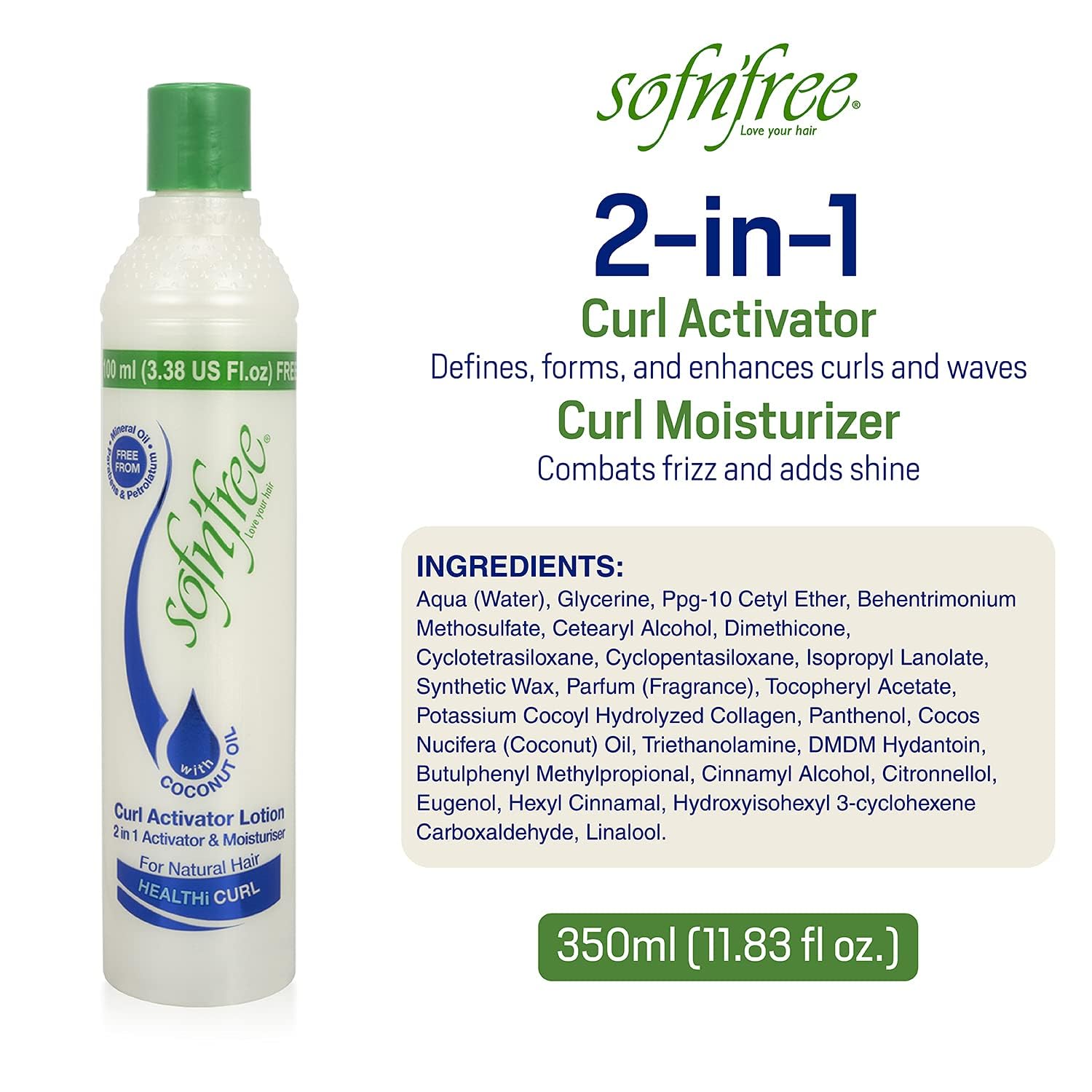 Sofn'free Moisturizer & Curl Activator Lotion - 25.35 fl oz | Defines waves, coils, and multicultural curls. Provides moisture, shine, and frizz control with a soft, flexible finish.