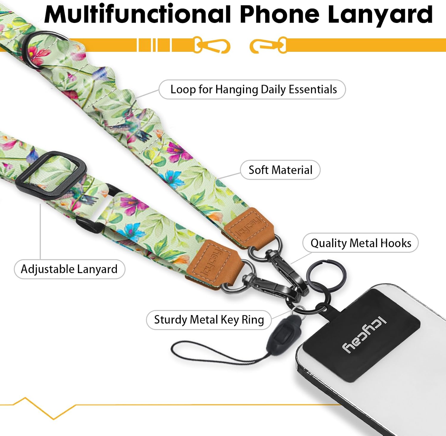 Icycay Phone Lanyard Crossbody Strap Neck Adjustable Teacher Women Cat