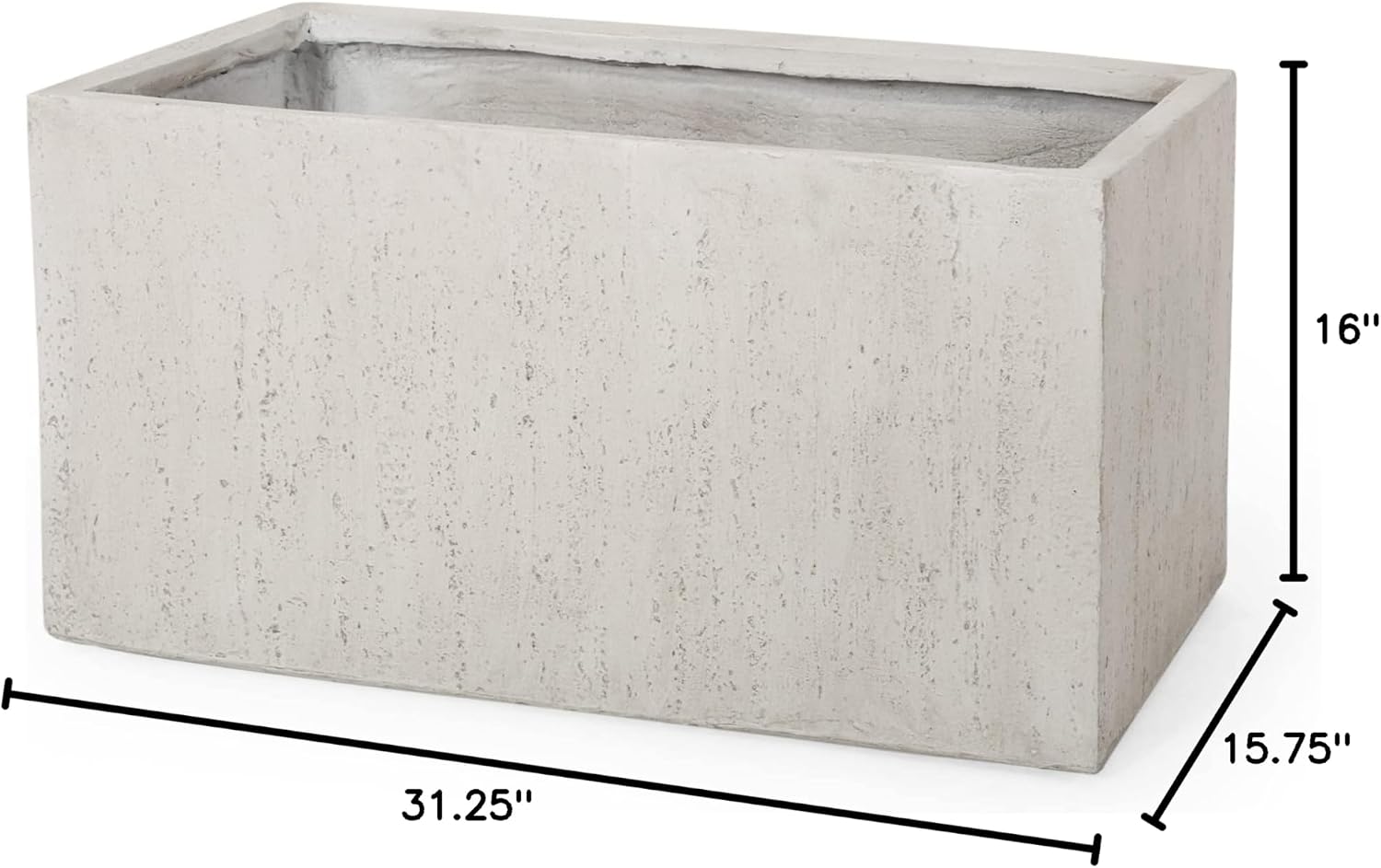 Christopher Knight Home Vanessa Outdoor Modern Large Cast Stone Rectangular Planter, White