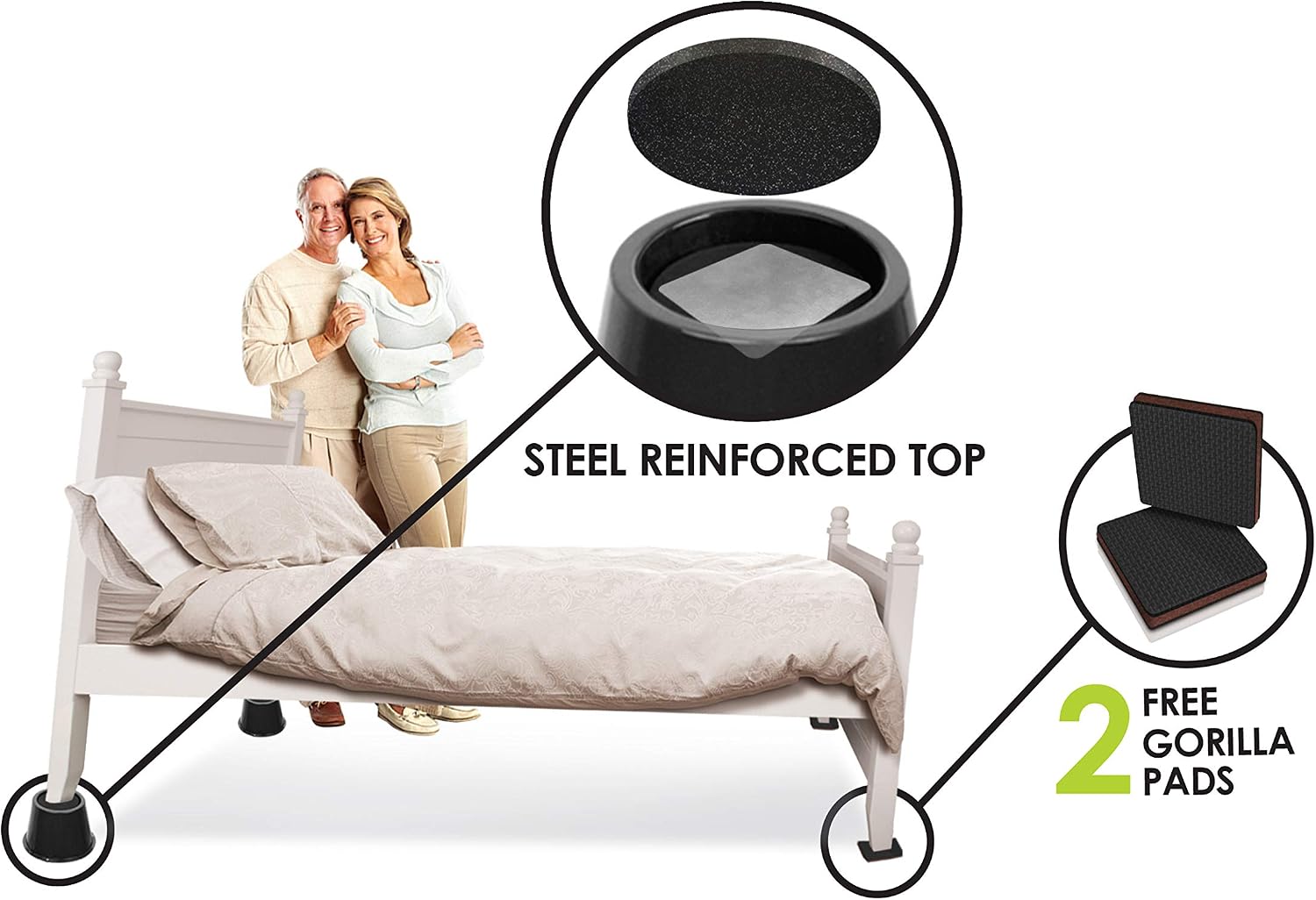 Slipstick CB676 3 Inch Incline Bed Risers for Acid Reflux, Pain