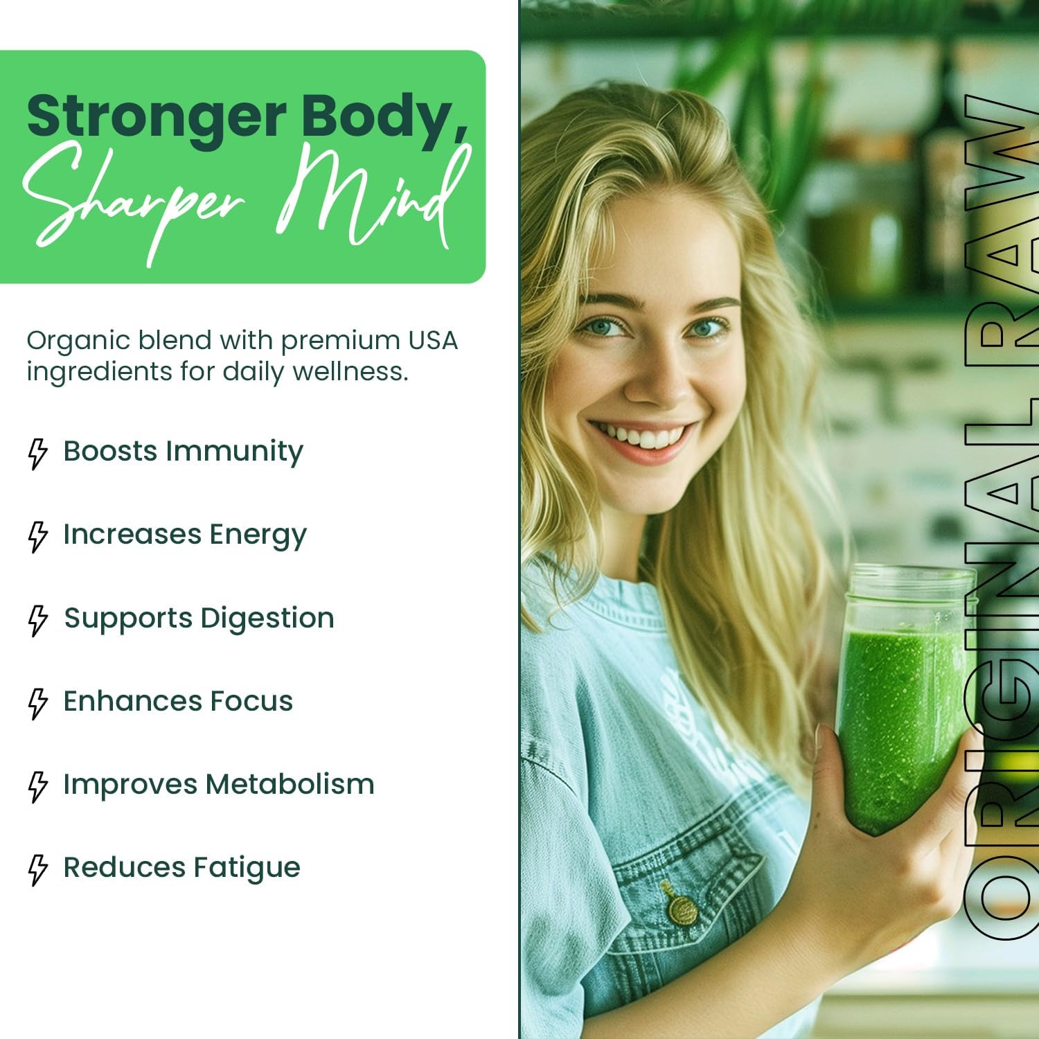 Greens+ Organic RAW Superfood Powder, Dietary Supplement | 8.46oz | Energy Boost | Super Blend Immune Support, Morning Kick, Nutrition Vibrant Health, Vegan, Soy Free | Dairy Free | Gluten Free