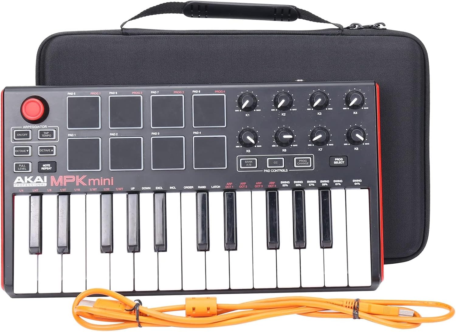 co2CREA Hard Case for Akai MPK Mini MKII/Play 25 Key Keyboard Controller | Compatible with MIDI Keyboard Controller, Travel Protective Storage Bag with Mesh Pocket & Handle