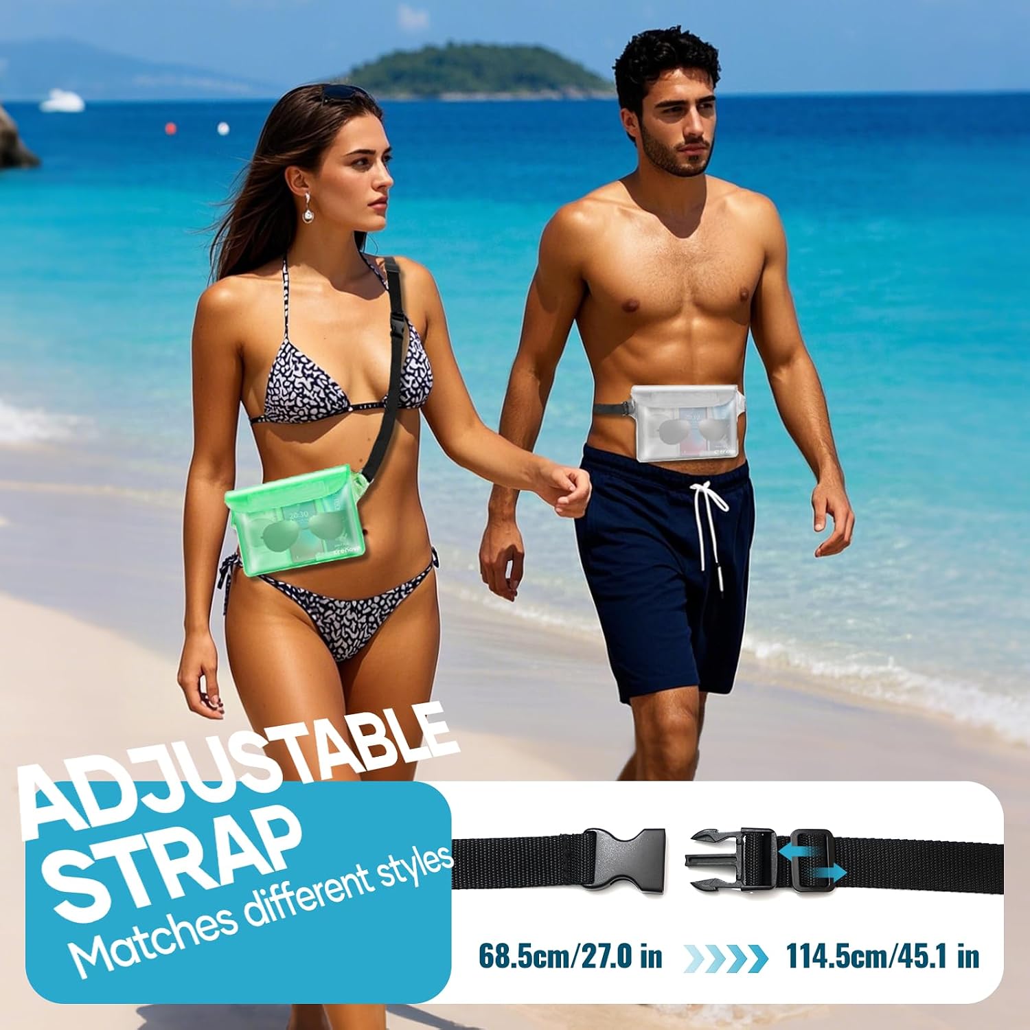 Waterproof Bag Fanny Packs for Women, Cruise Vacation Essentials Waterproof Pouch for Phone Passport Purse, Floating Dry Bags for Beach Water Park Boating Fishing Diving Surfing Kayaking Accessories | Floating, ideal for Beach, Boating & Kayaking, Durabl…