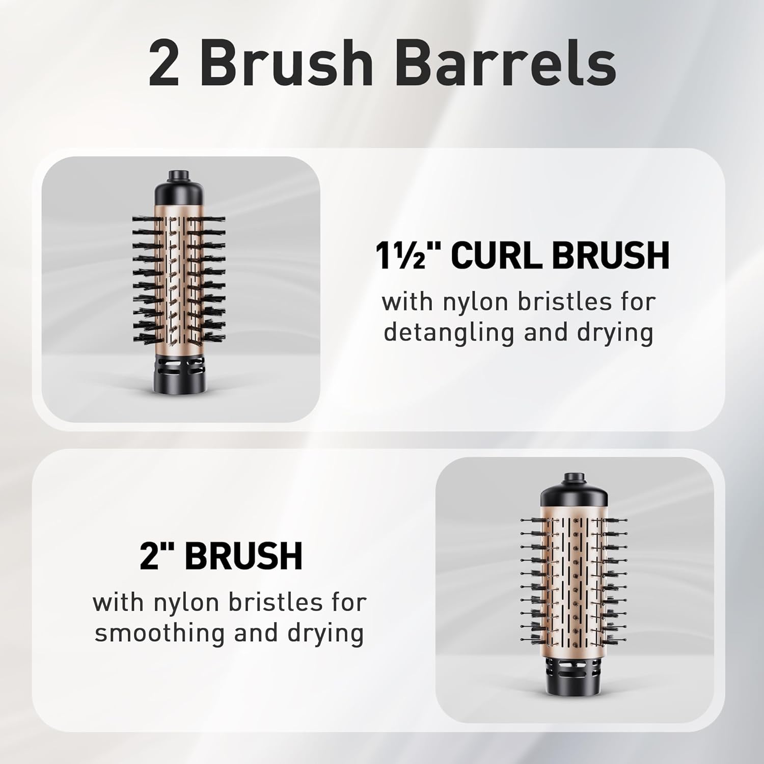 Beautimeter Hair Dryer Brush 3-in-1 Hair Styler, Rotating Blow Dryer Brush with 2-Inch and 1.5-Inch Brushes