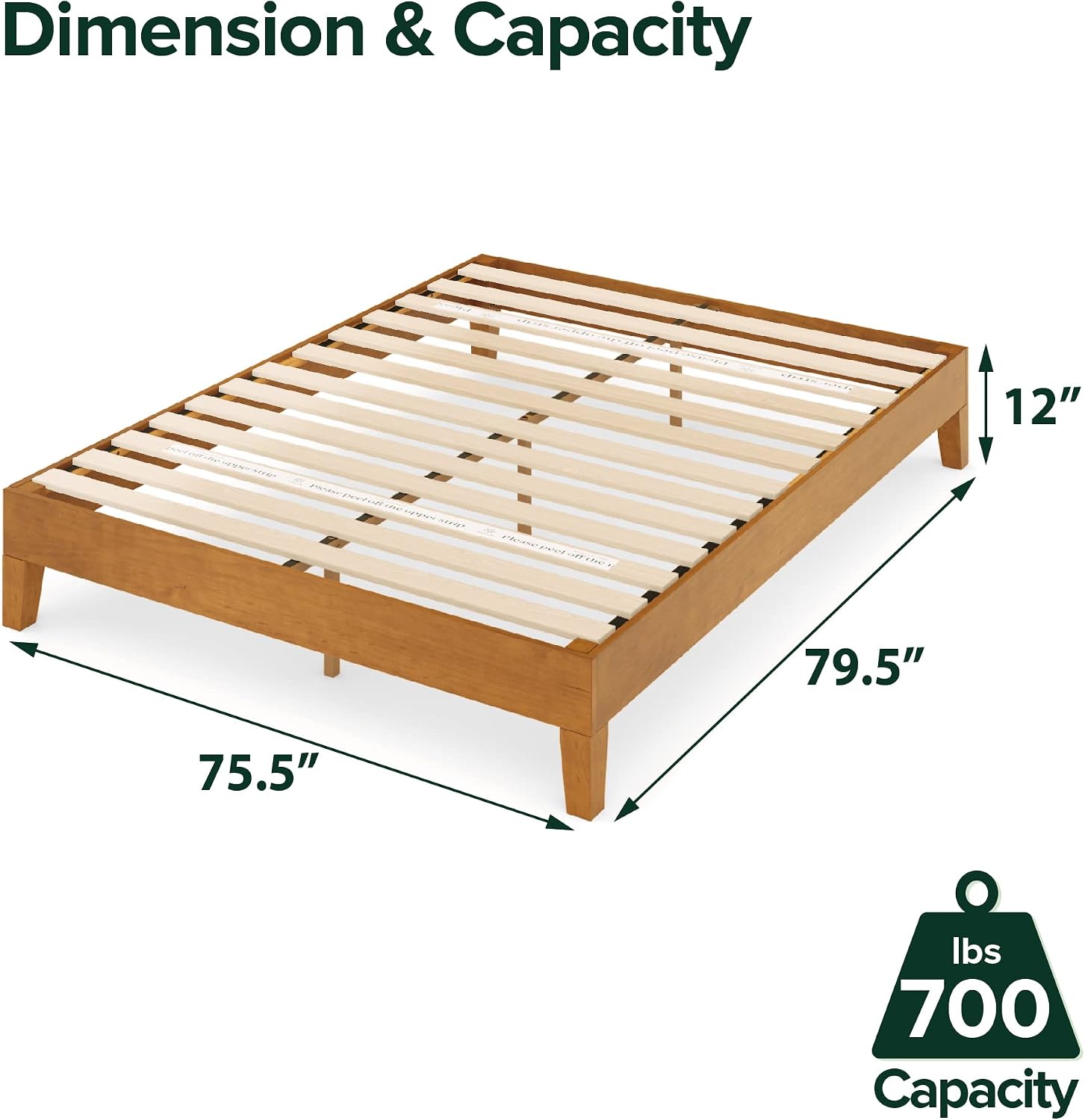 ZINUS Vivek Deluxe Wood Platform Bed Frame with Headboard, Wood Slat Support, No Box Spring Needed, Easy Assembly, Queen | Slatted Headboard, Wood Slat Support, No Box Spring Needed, Contemporary Design, Easy Assembly
