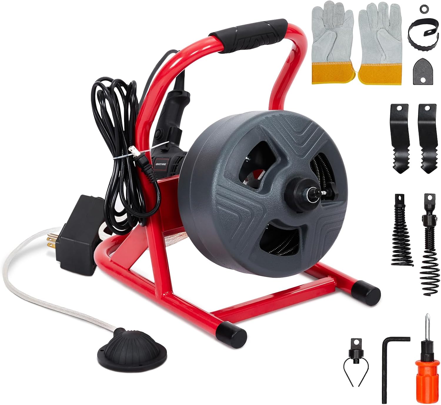 GARVEE Drain Cleaner Machine, 50 ft X 5/16 in Professional Automatic Electric Drain Auger for 3/4 to 3 in Pipes