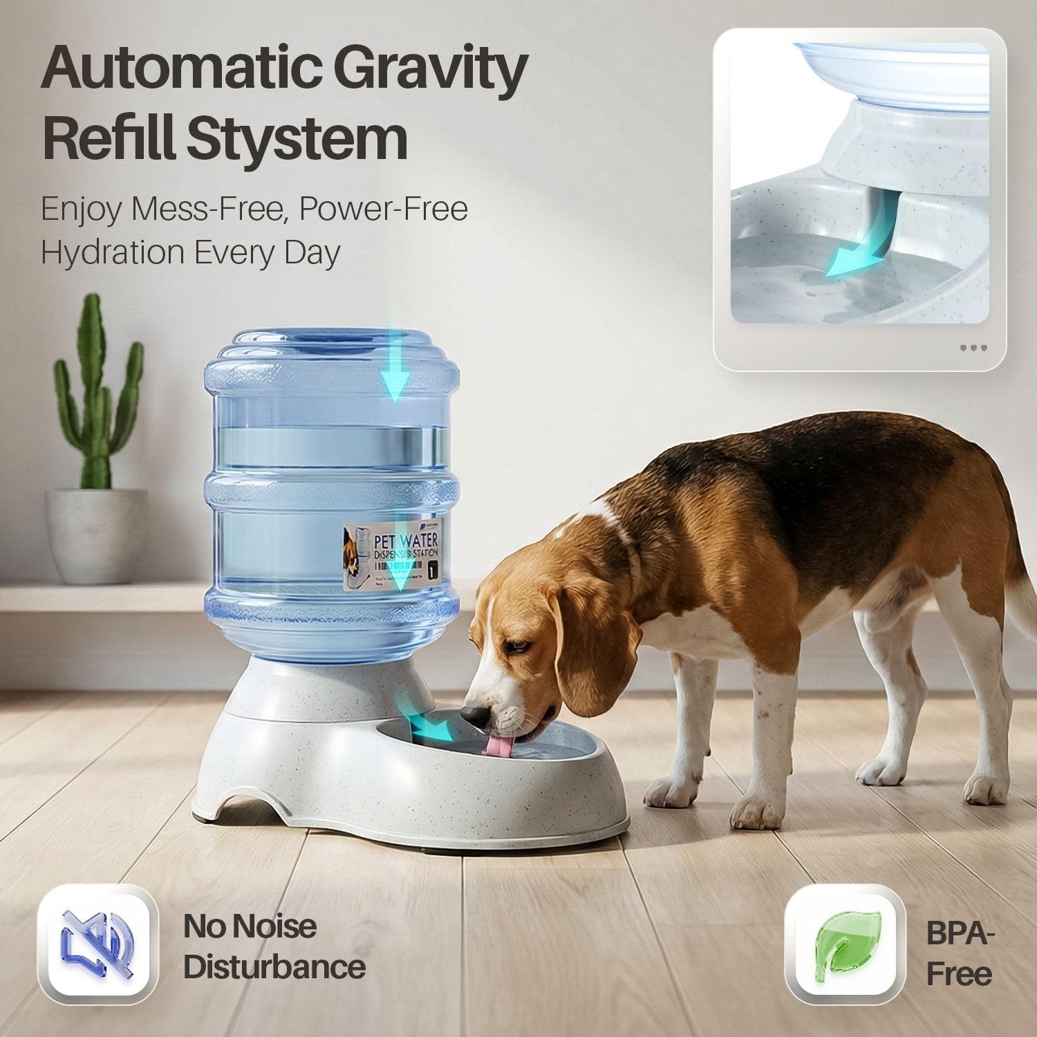 Flexzion Gravity Pet Feeder, Dog and Cat Food Dispenser, 1-Gallon Capacity | Self-Replenishing Dry Food Station with Non-Skid Feet and a Carry Handle; Holds Approximately 4-6 Lb Of Kibble