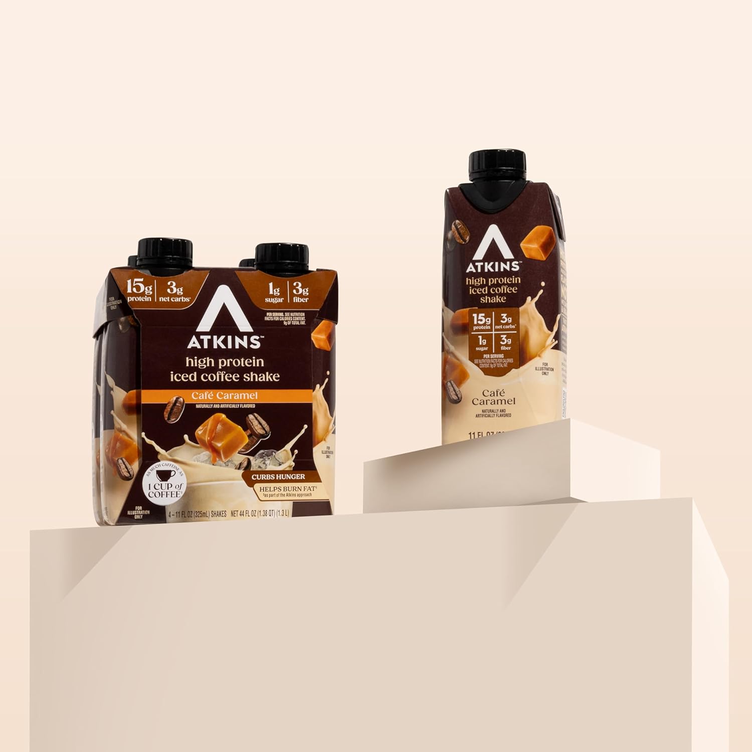 Atkins Café au Lait Iced Coffee Flavored High Protein Shake, Low Sugar and Low Carb, Keto Friendly, Ready to Drink Protein Drink, Gluten Free