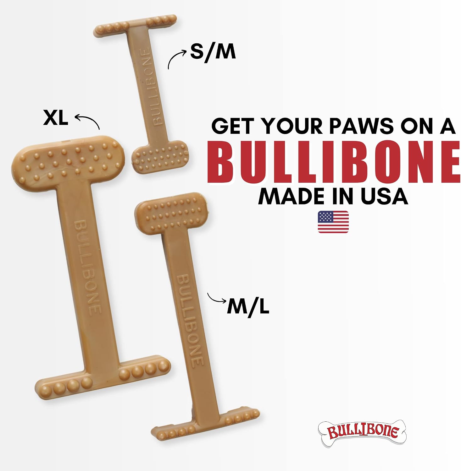 Bullibone Nylon Dog Chew Toy for Aggressive Chewers - Dental Hygiene Bone with Beef Flavor, Durable Tough Chew Toys for Small Dogs, Indestructible Dog Bone - 3 Pack