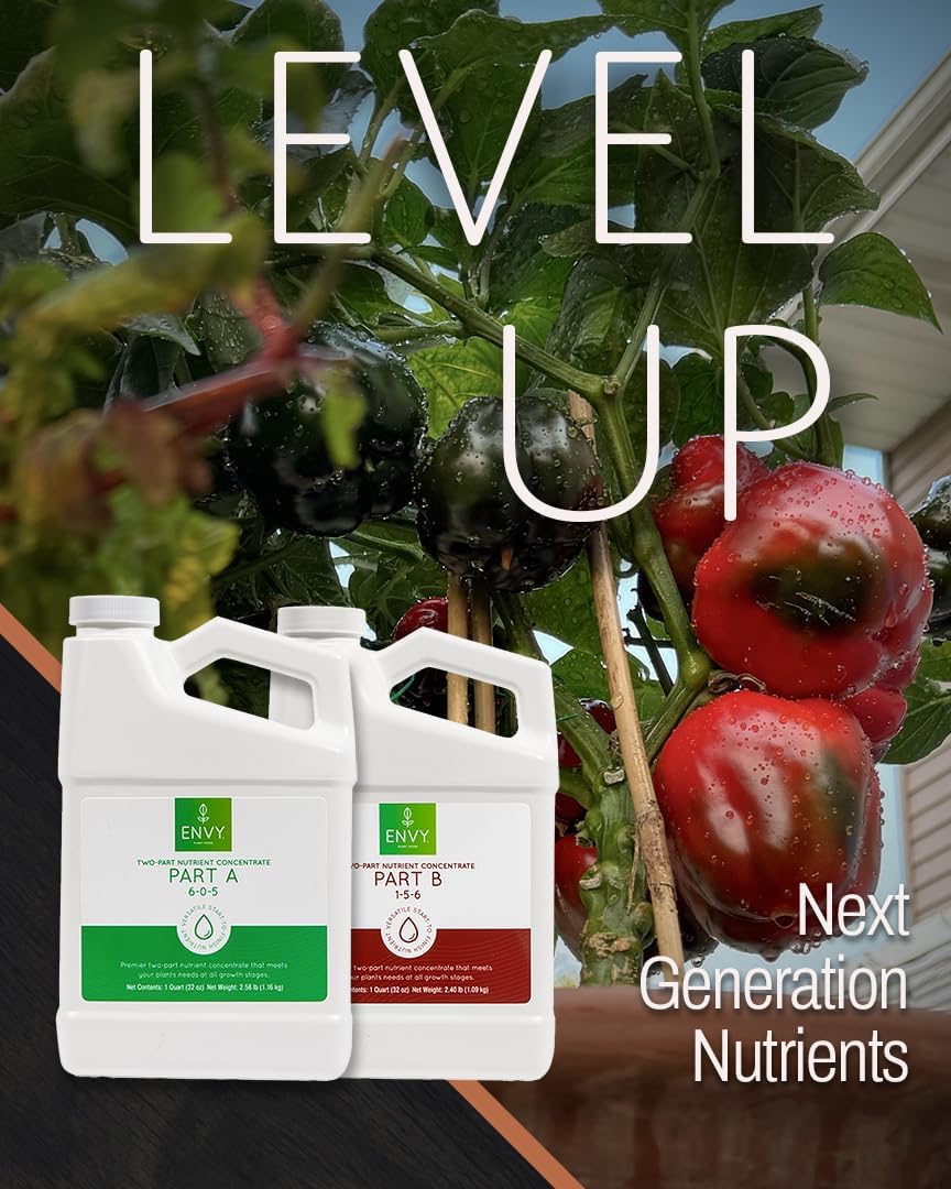 ENVY Hydroponic Plant Food A & B – Two-Part Liquid Nutrient for Indoor/Outdoor Plants – Soil, Coco, Hydroponics, DWC – Quart Set