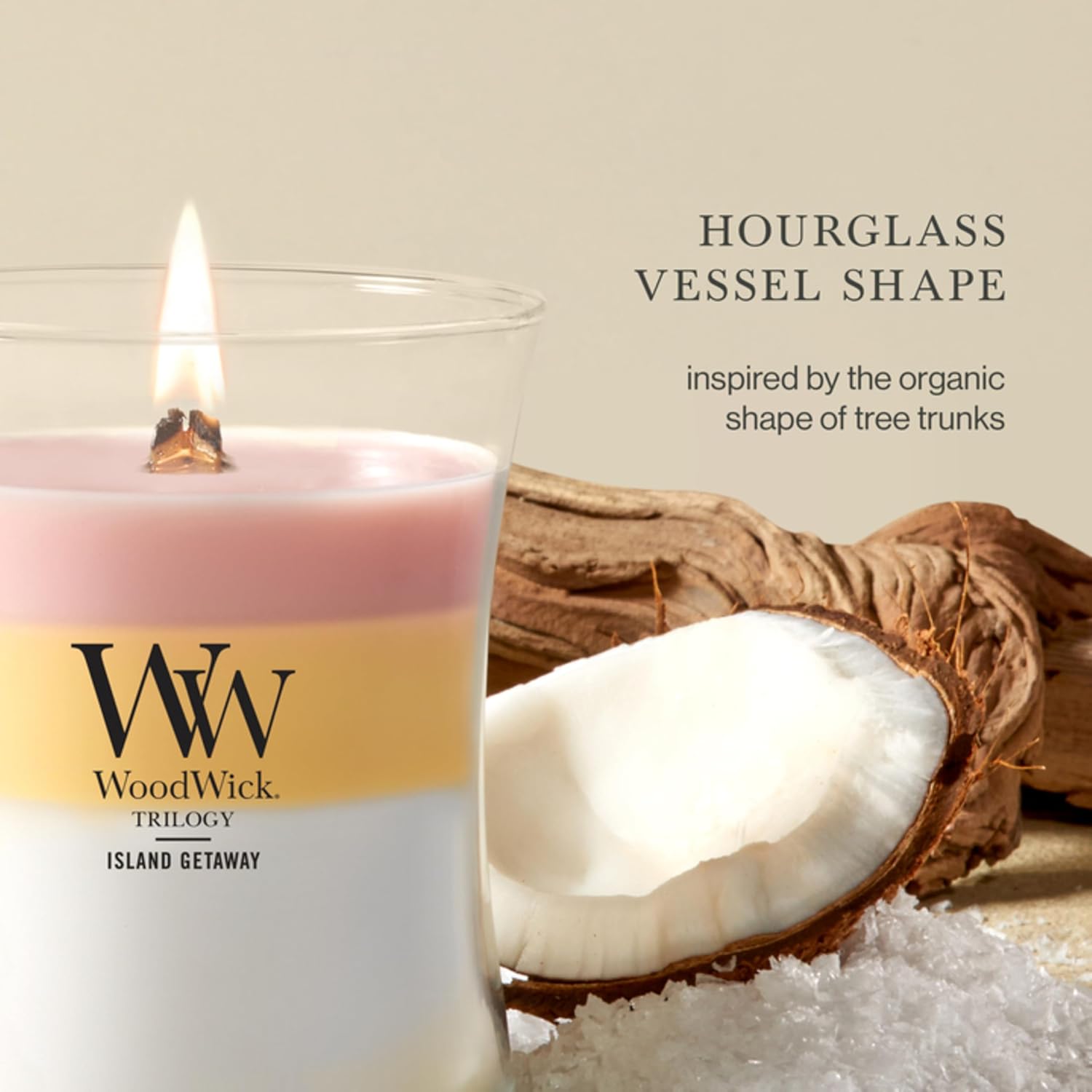 WoodWick Café Sweets Trilogy Holiday Candle Gifts for Women and Men, 9.7 oz Medium Hourglass Trilogy Candle with Crackling Wick