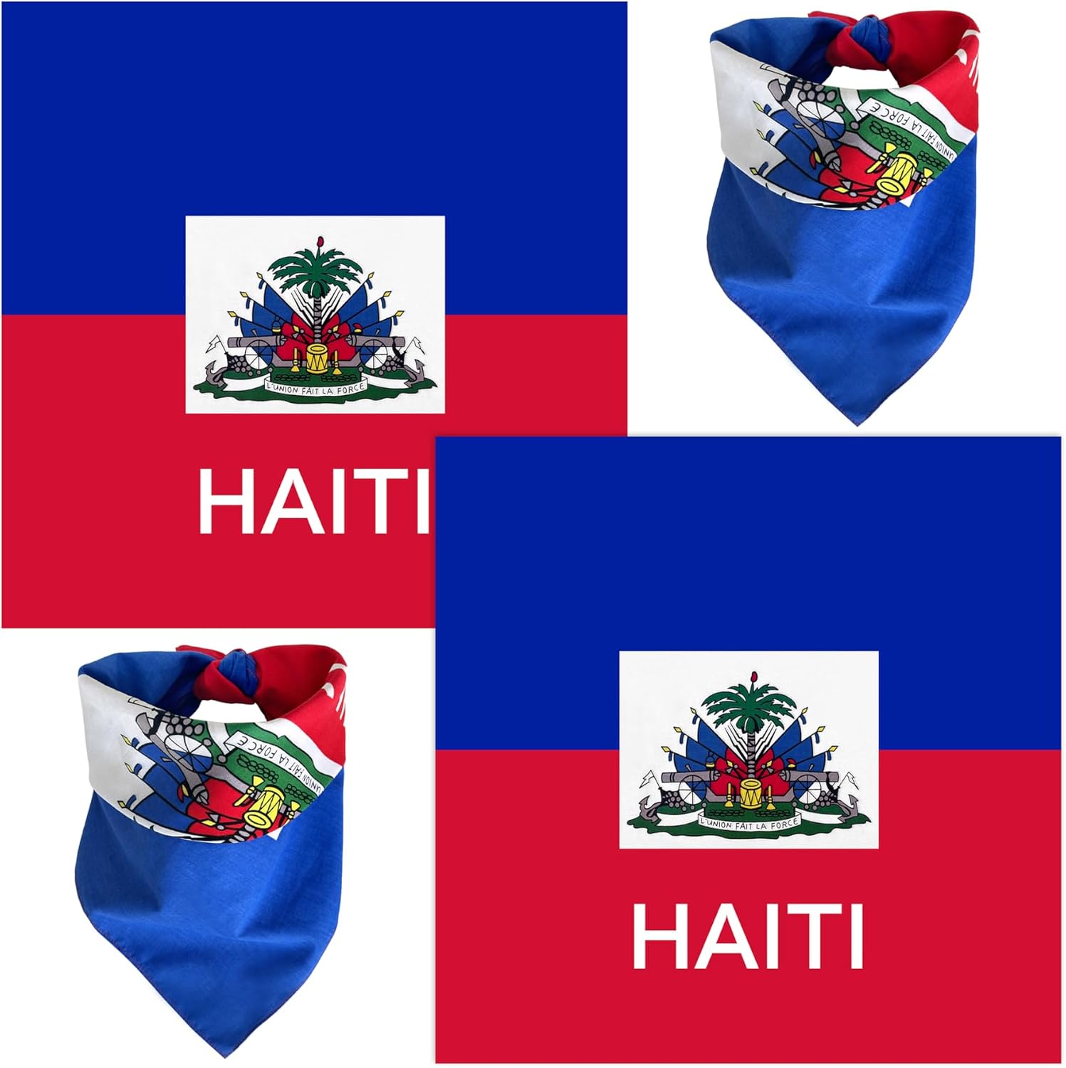 WEITBF 2 Pack Haiti Flag Bandana Haitian Scarf Bandanas Headband - 100% Cotton, 22 x 22 inch
