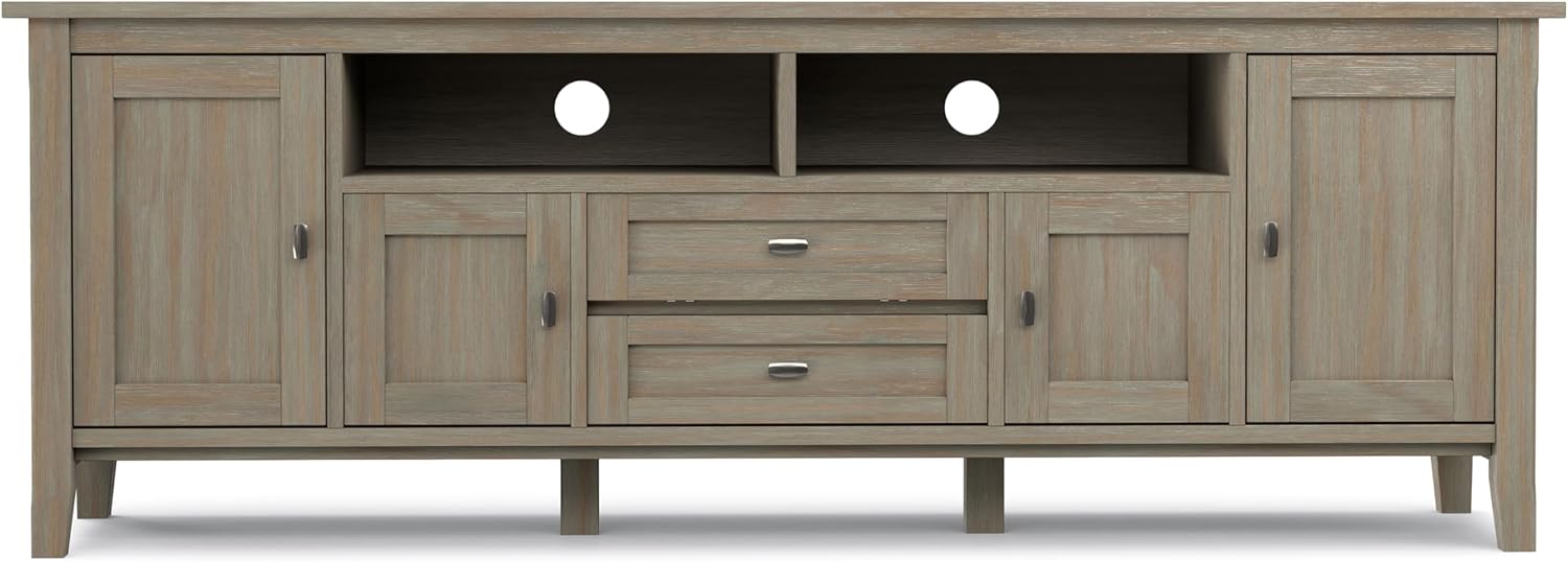 SIMPLIHOME Warm Shaker 47" Wide Solid Wood TV Stand in Light Golden Brown