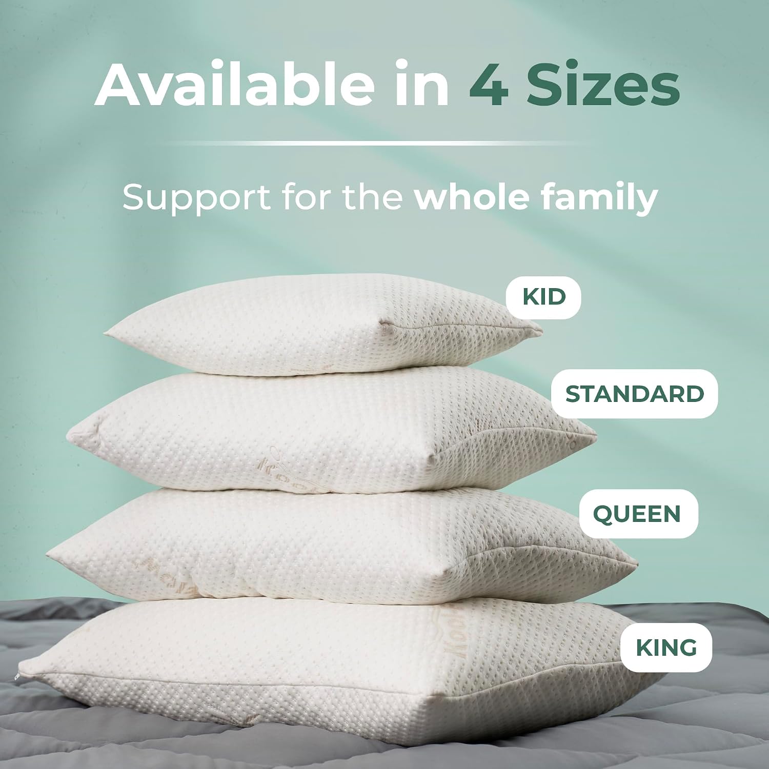 Snuggle-Pedic Adjustable Memory Foam Pillows - GreenGold Certified Pillow w/ Viscose of Bamboo Cover for Side, Stomach & Back Sleepers - Made in the USA - Standard