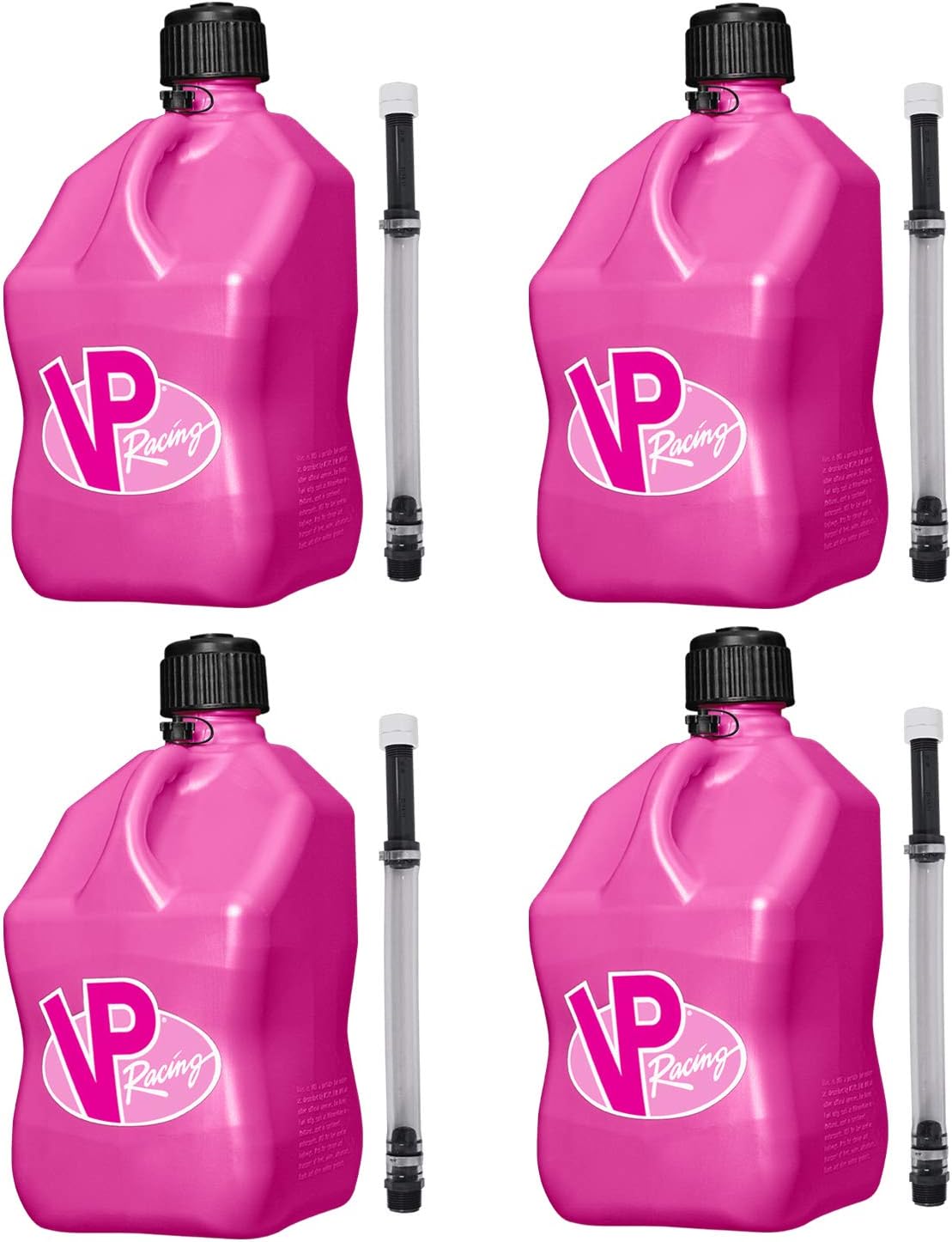 VP Racing 4x3812+3044B Motorsport Jug 5.5 Gallon Pink 4 Pack - Deluxe Hose, Tight Seal