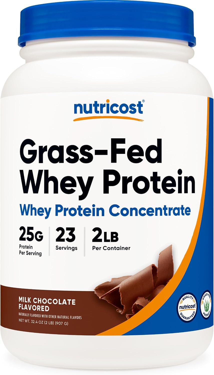 Nutricost Grass-Fed Whey Protein Concentrate (Unflavored) 2LBS | Undenatured, GMO-Free, Gluten Free, Natural Flavors