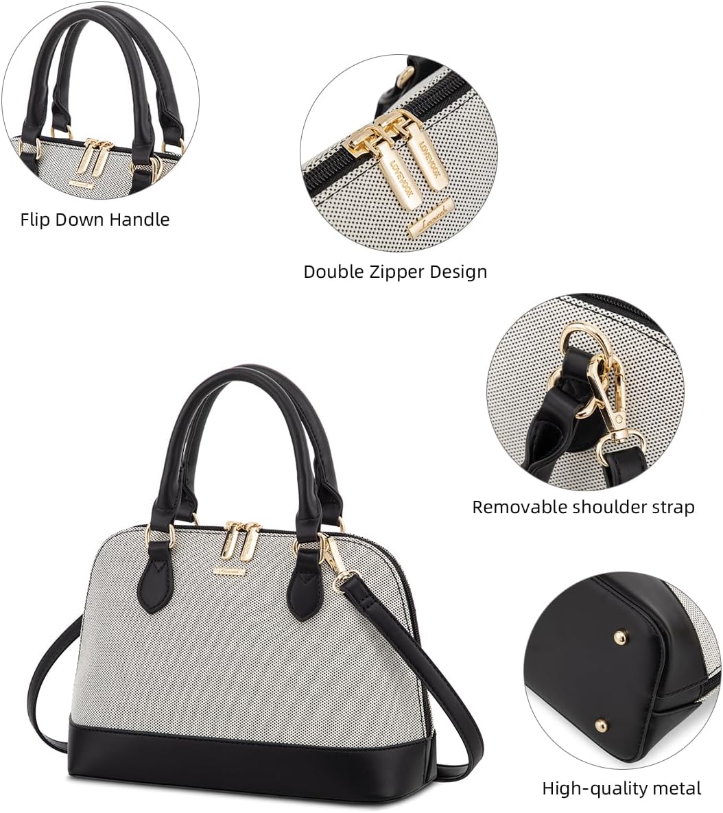 LOVEVOOK Purse for Women, Crossbody Dome Satchel Handbag with Double Zip