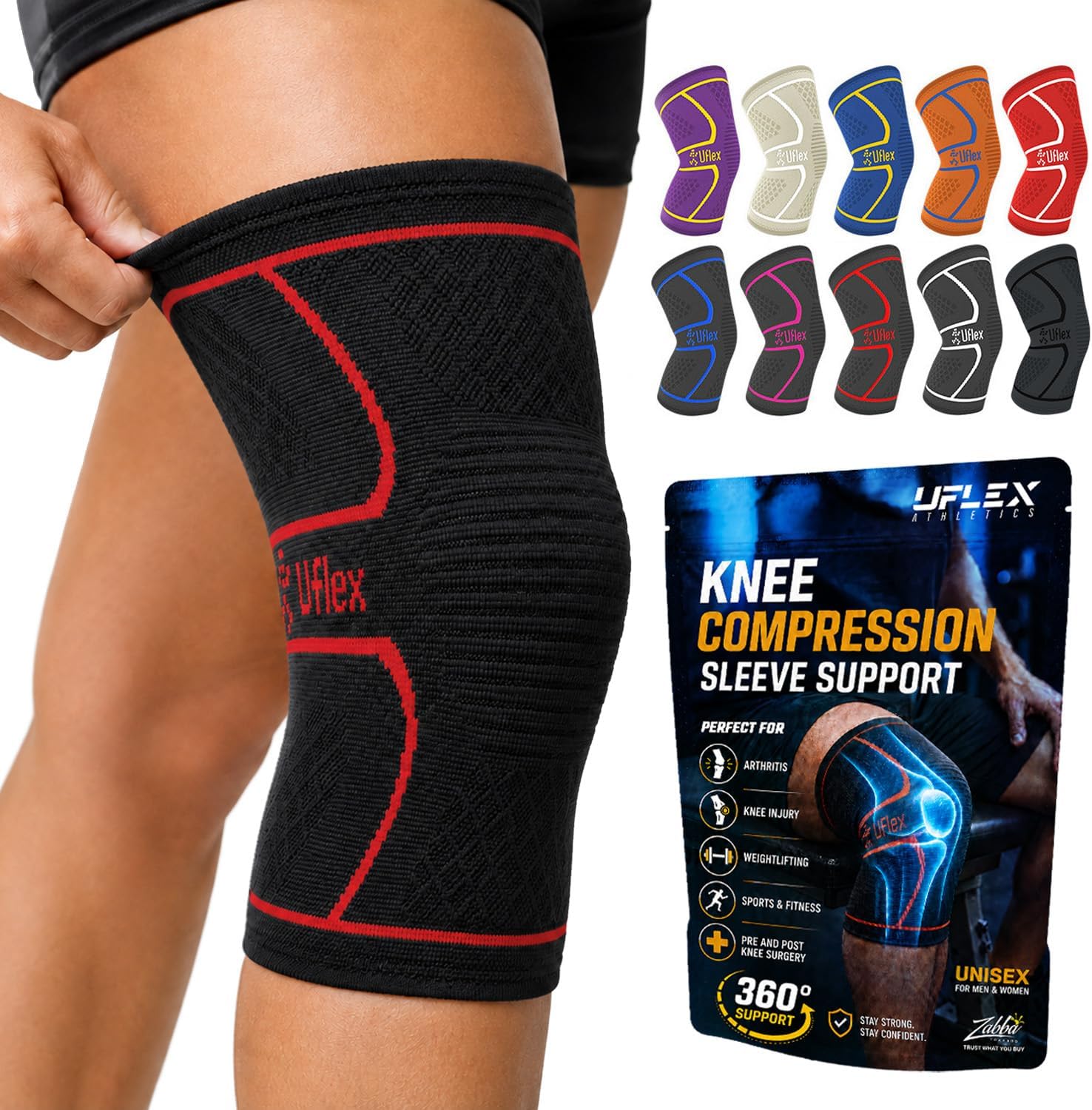Knee Brace Knee Support Wrap for Pain Relief, Workout, Swelling & Recovery