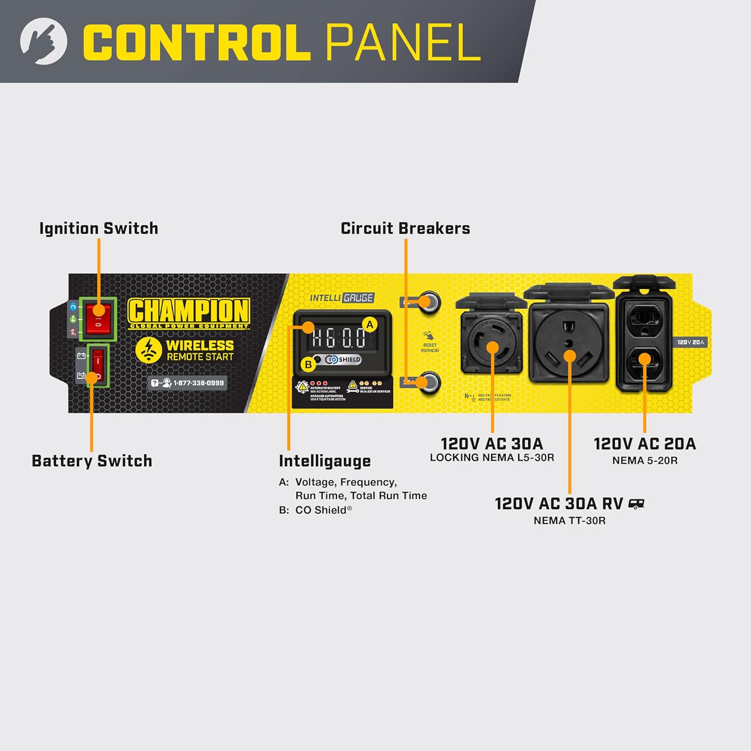 Champion Power Equipment 4375-Watt Wireless Remote Start RV Ready Portable Generator with Free 3-Year Warranty