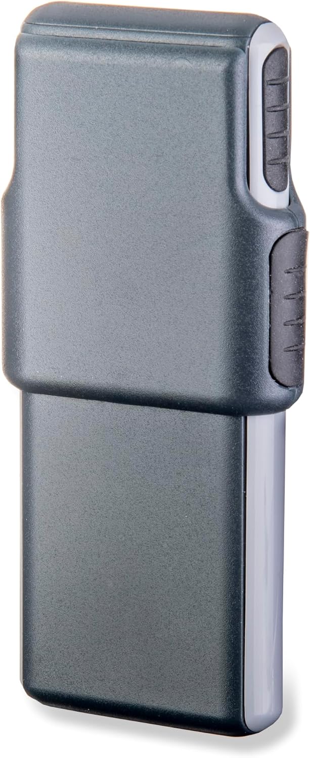 Carson MiniBrite 3x Power LED Lighted Slide Out Magnifier with Protective Sleeve (PO-25), gray