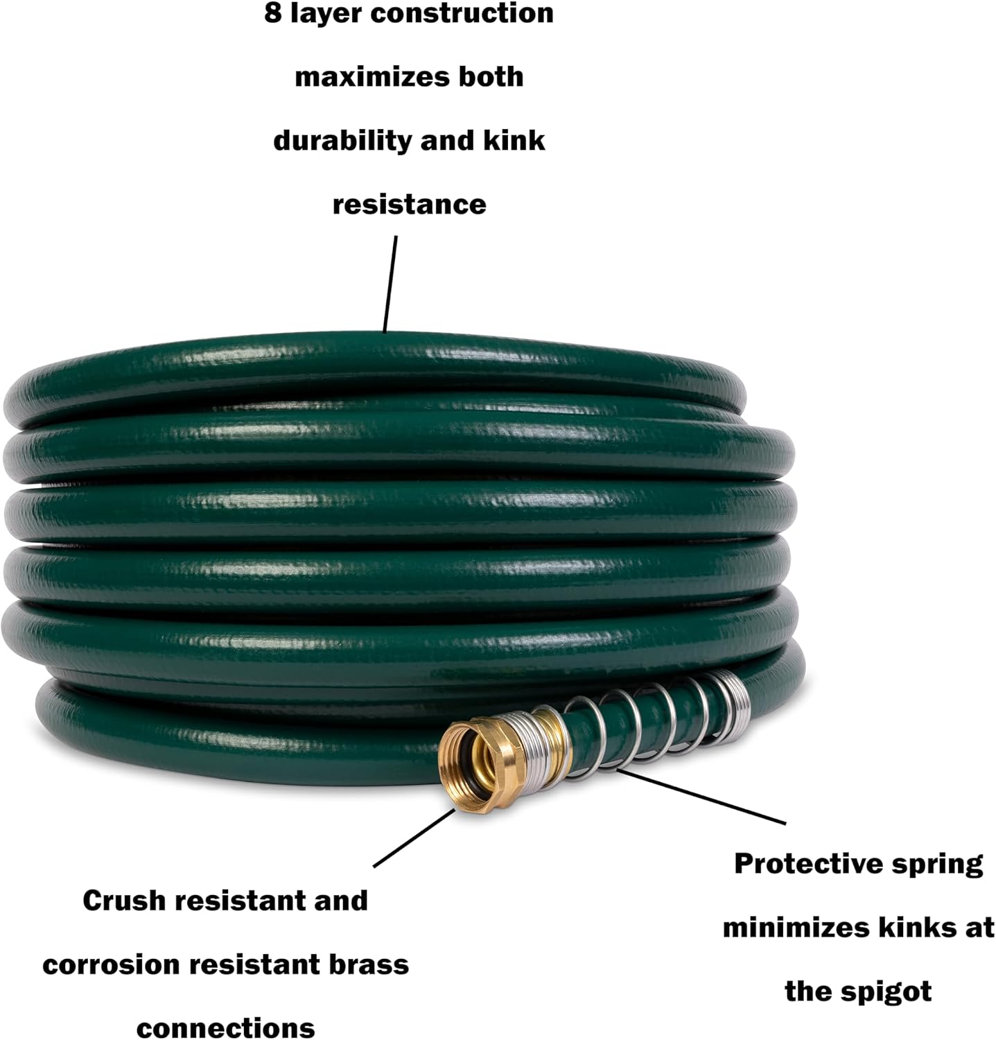 Gilmour 864751-1001 75ft Heavy Duty Flexogen Garden Hose, 5/8" Diameter | Heavy Duty Build, 500 PSI, Kink-Resistant Layers, Brass Fittings, All-Weather Durability, Made in USA