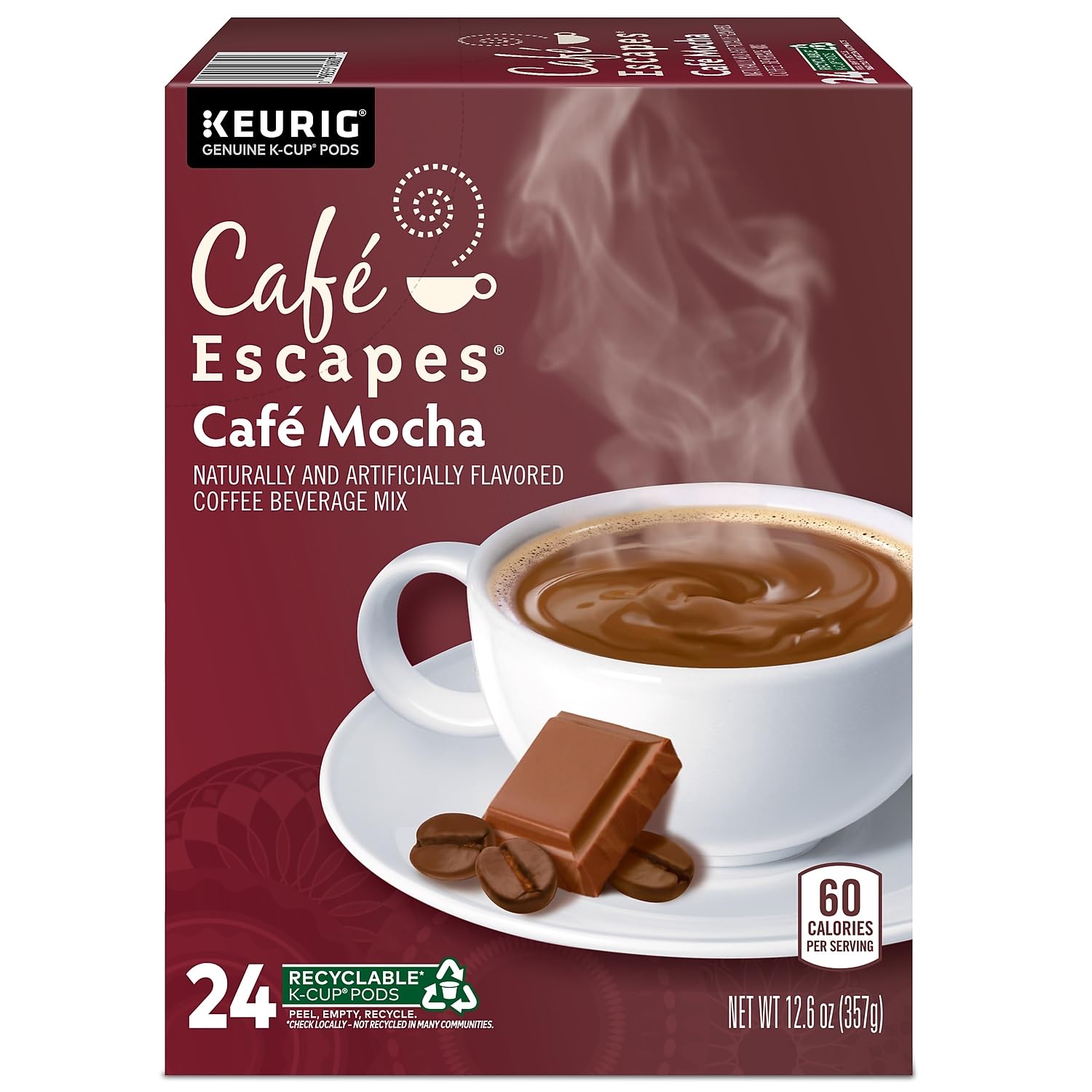 Café Escapes Café Mocha K-Cups for Keurig Brewers, 24 pack, 24-count