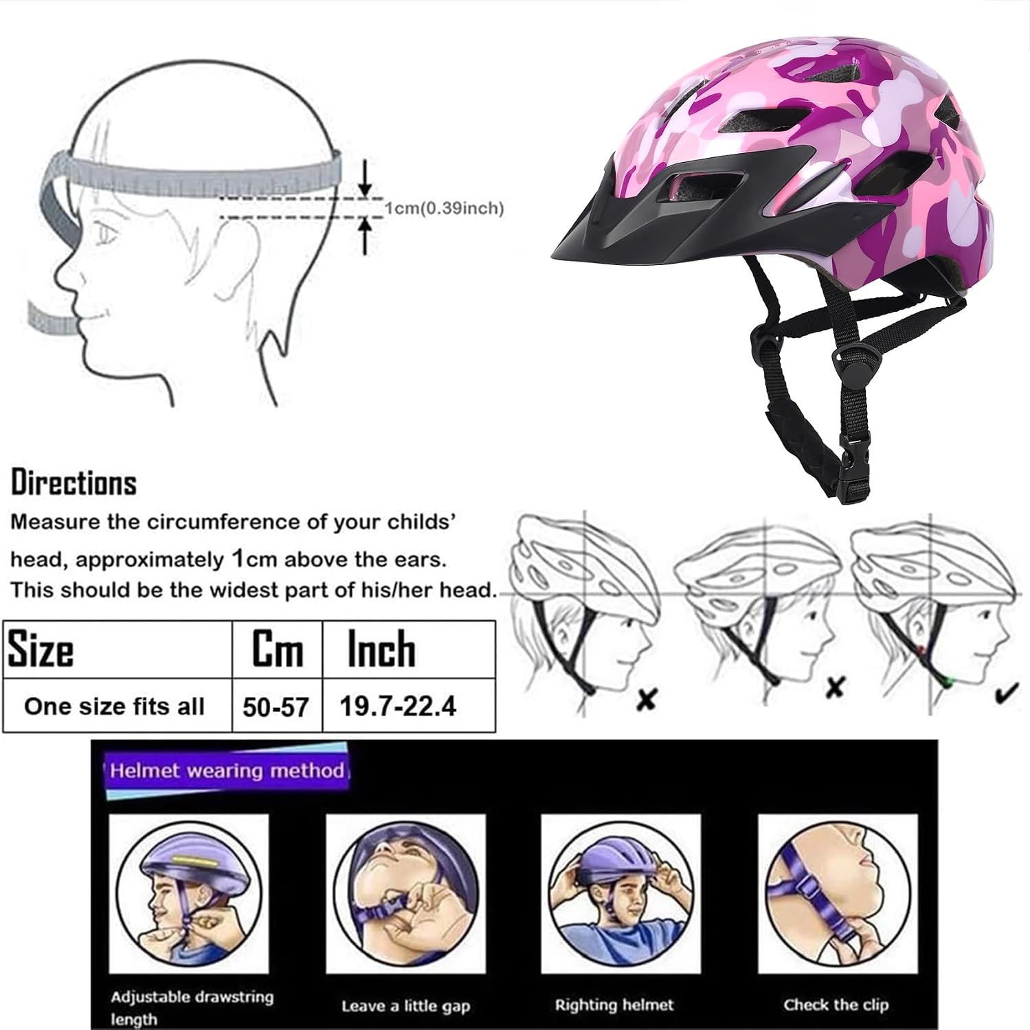 Kids Bike Helmet with LED Light for Youth Teen Toddler Boys Girls